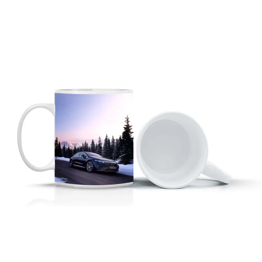 Mercedes AMG EQS Driving Snowy Winter Road – Mugs