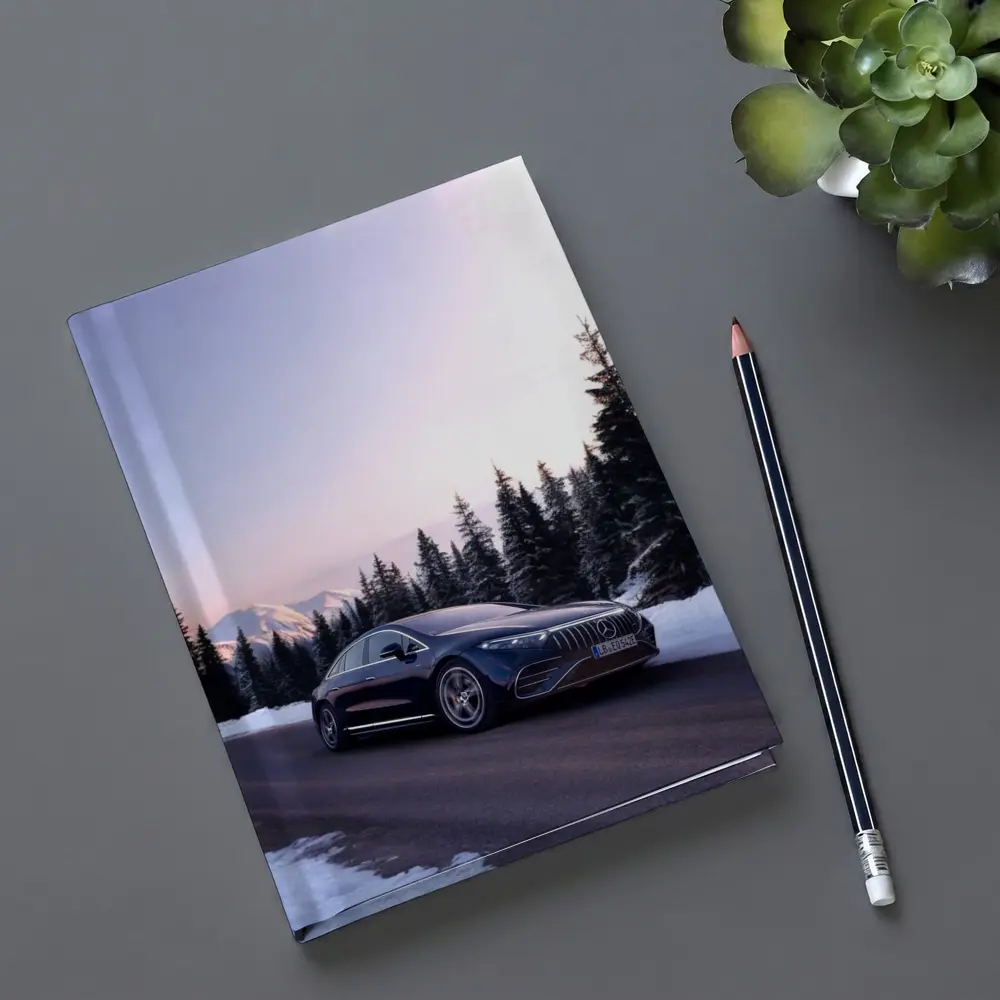 Mercedes AMG EQS Driving Snowy Winter Road – Notebooks