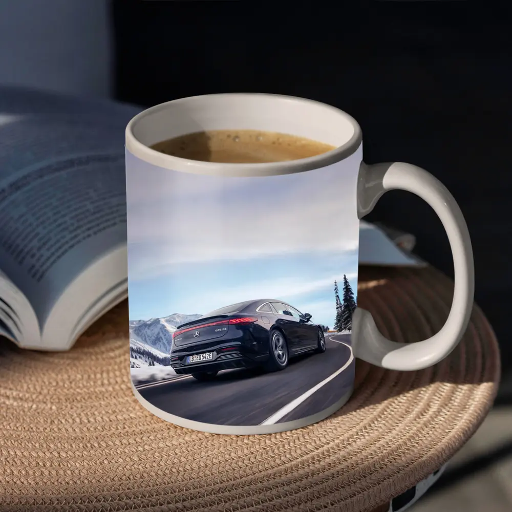 Mercedes AMG EQS Dark Blue Winter Mountain Road – Mugs