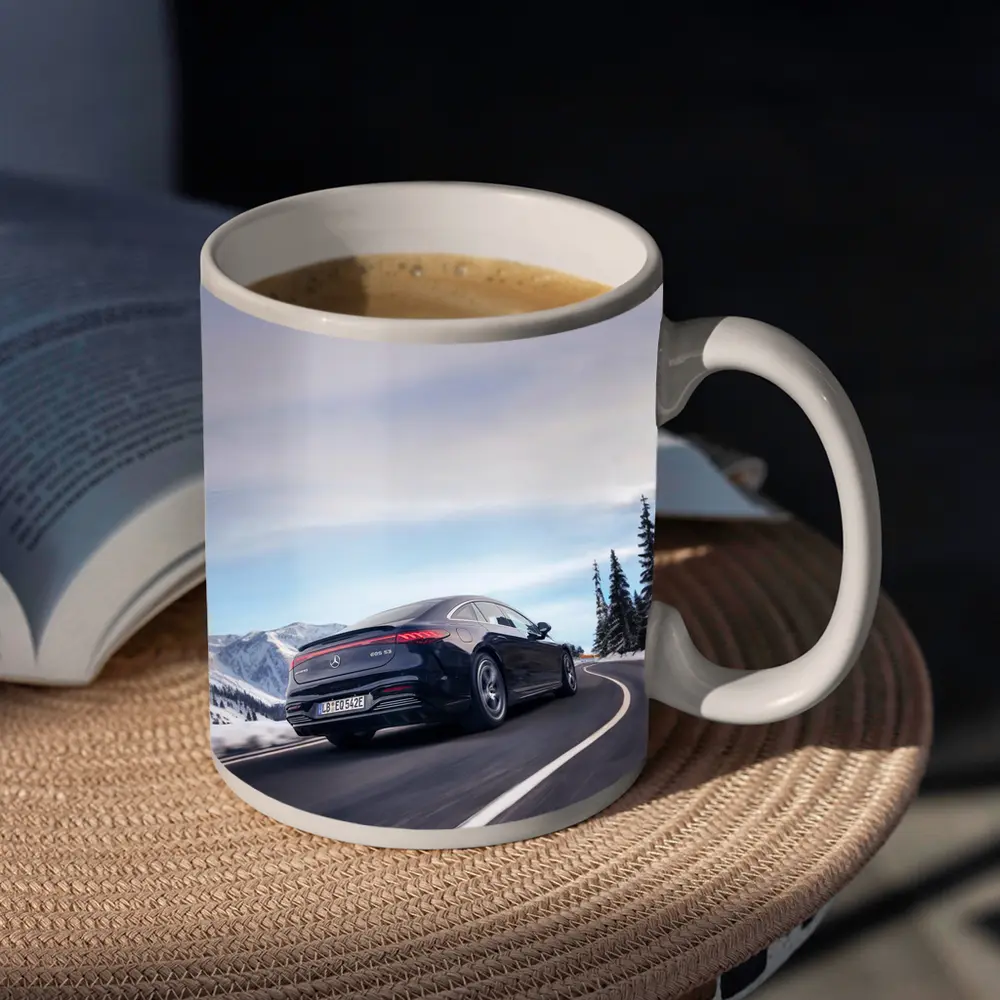 Mercedes AMG EQS Dark Blue Winter Mountain Road – Mugs