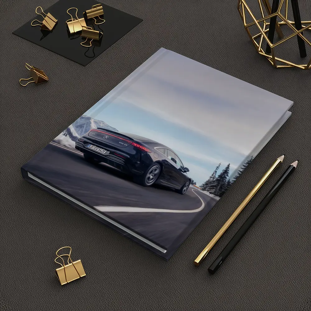 Mercedes AMG EQS Dark Blue Winter Mountain Road – Notebooks