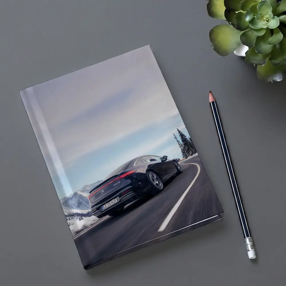 Mercedes AMG EQS Dark Blue Winter Mountain Road – Notebooks