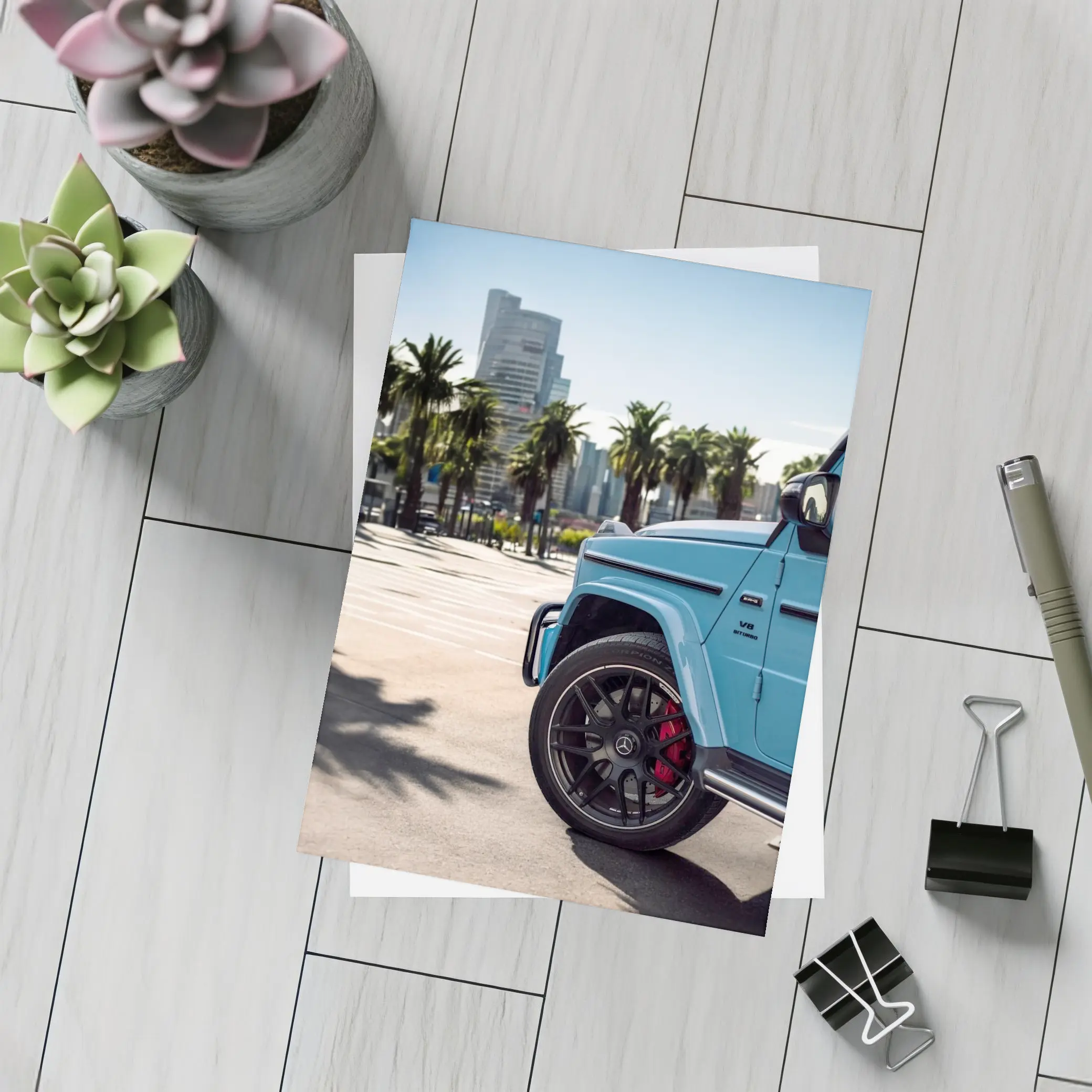 Mercedes AMG G63 Baby Blue City Palms – Postcards