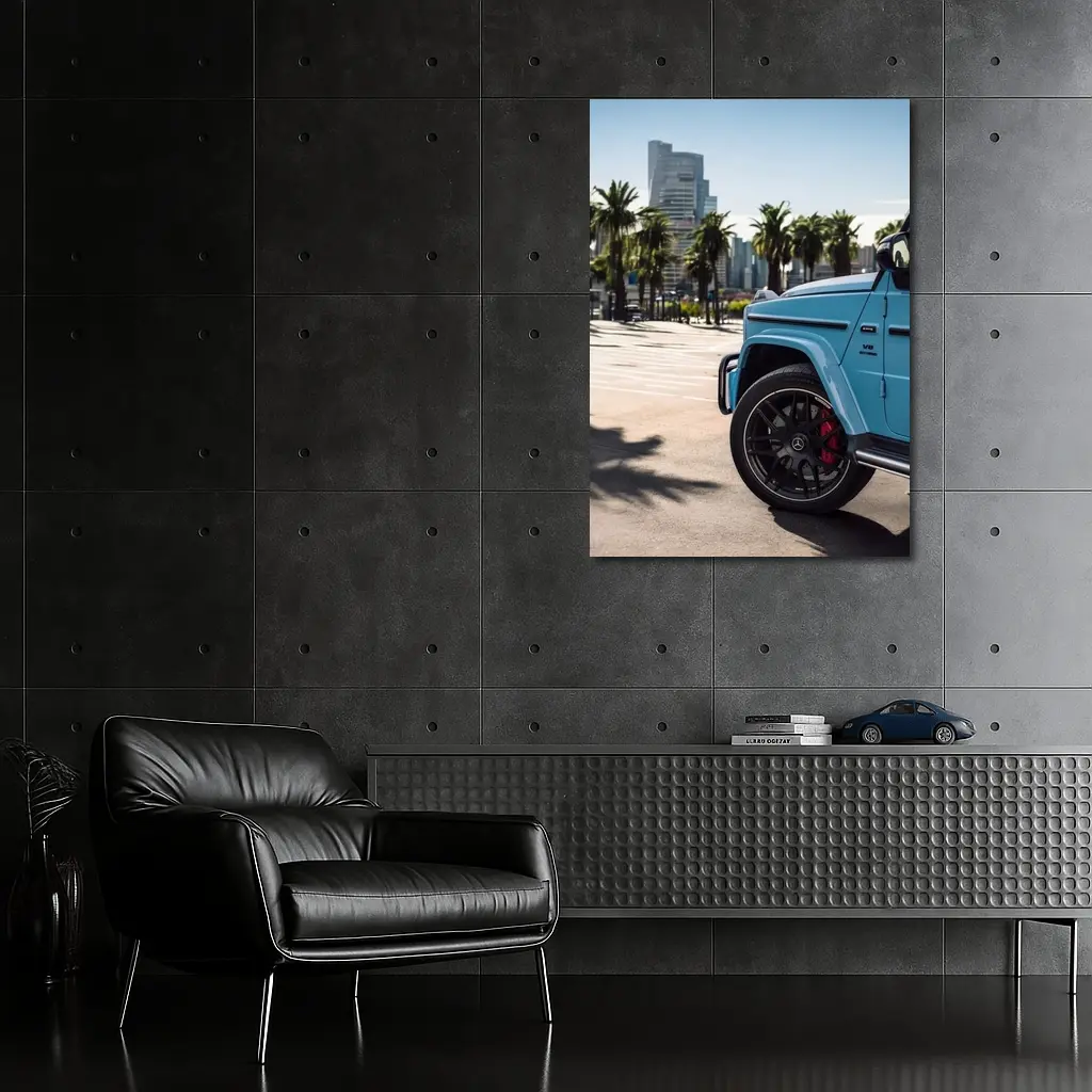Mercedes AMG G63 Baby Blue City Palms – Wall Art