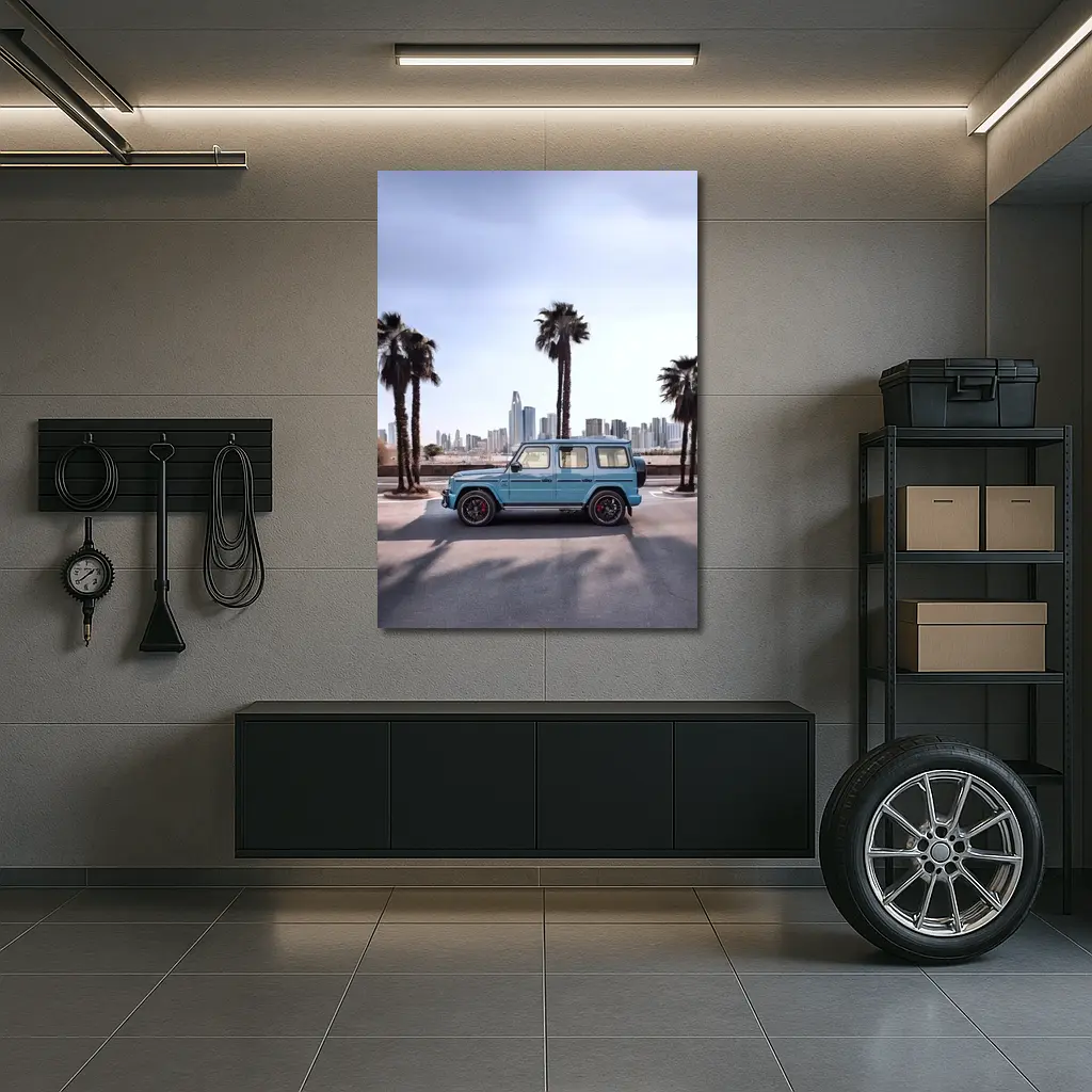 Mercedes AMG G Class Blue City Palms – Wall Art