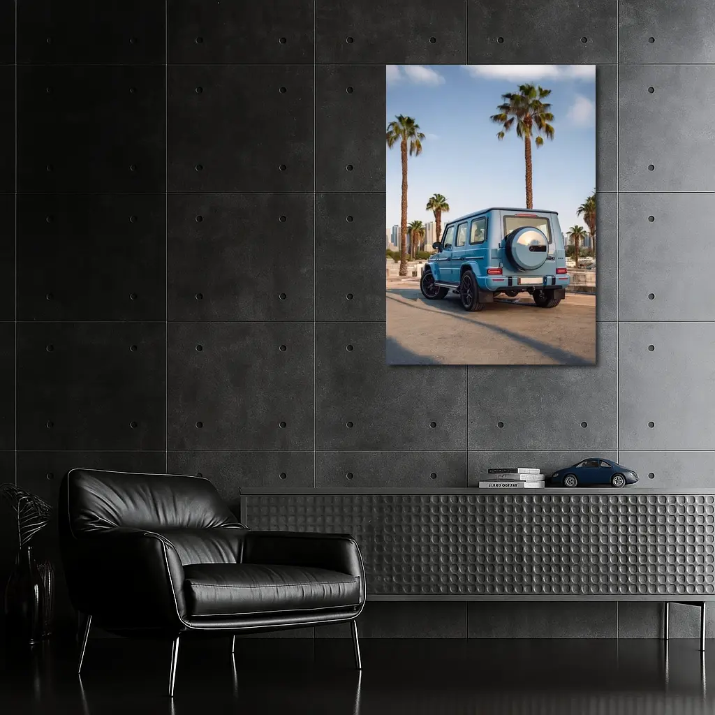 Mercedes AMG G Wagen Blue Palm Trees City – Wall Art