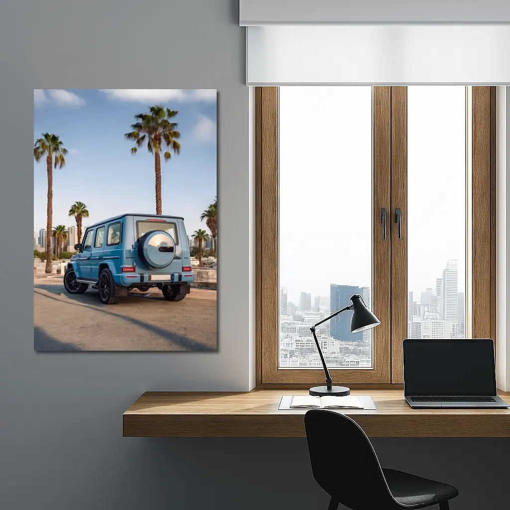 Mercedes AMG G Wagen Blue Palm Trees City – Wall Art