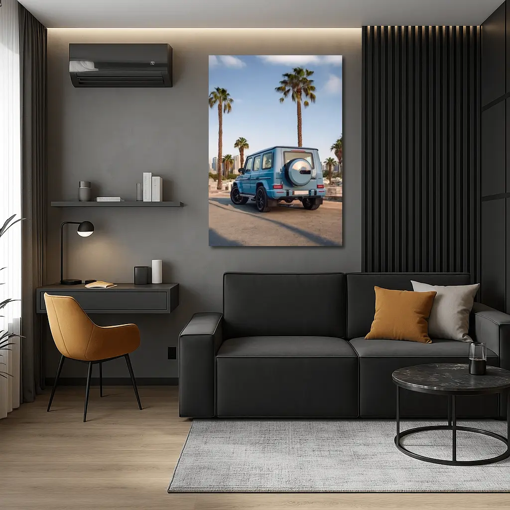 Mercedes AMG G Wagen Blue Palm Trees City – Wall Art