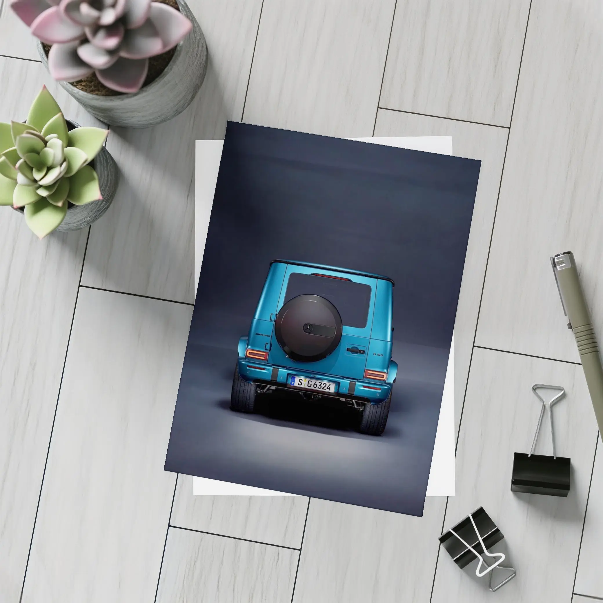 Mercedes AMG G Class Blue Studio Rear – Postcards