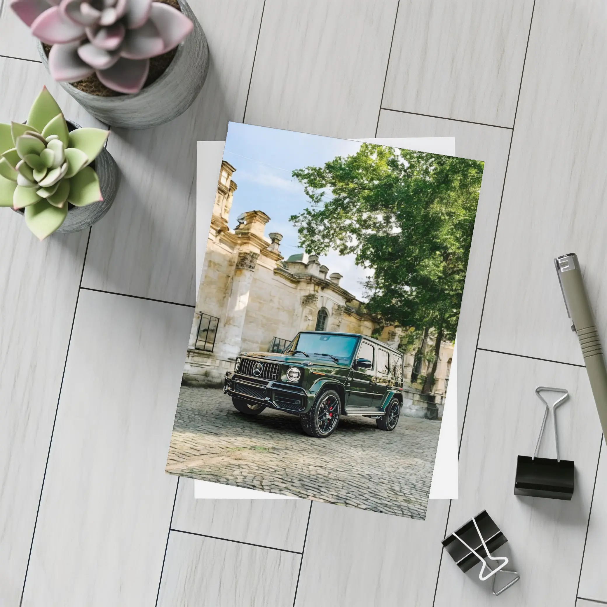 Mercedes AMG G Class Green Old Town Street – Postcards