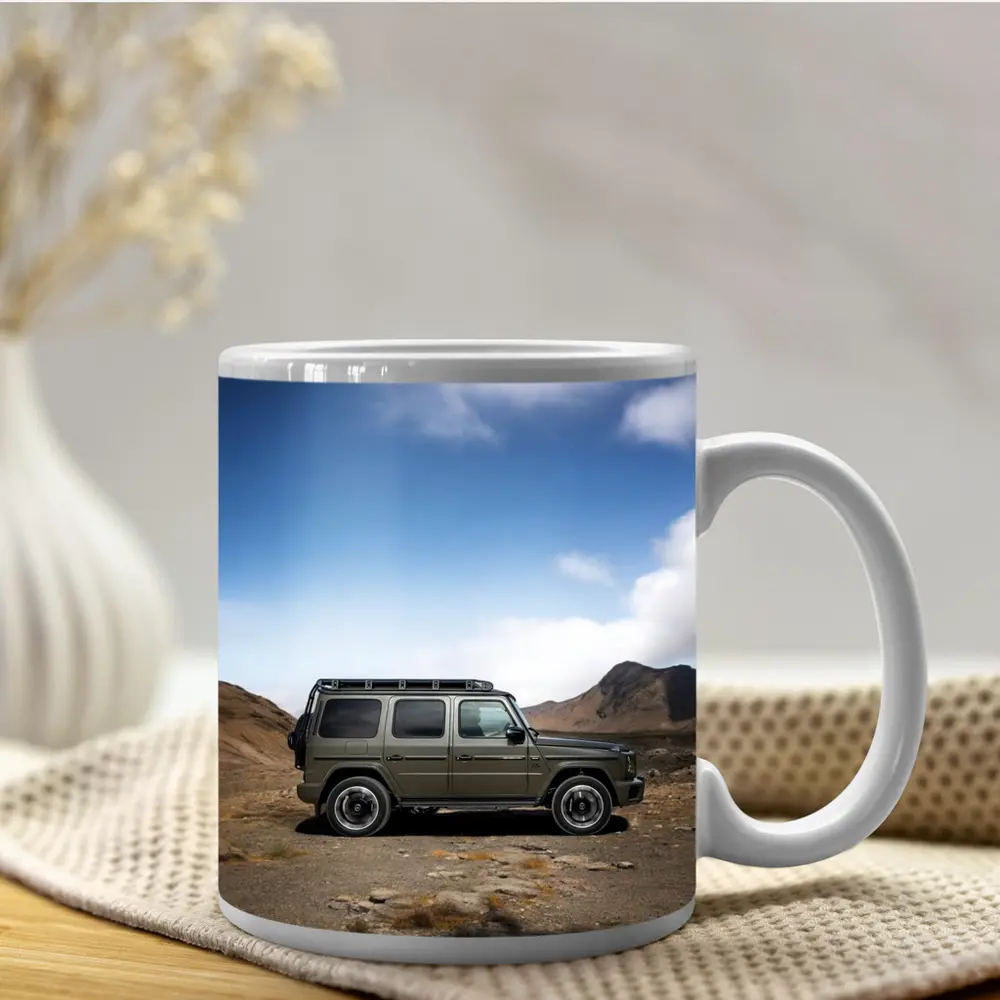 Mercedes G Class Green Desert Mountain Scene – Mugs