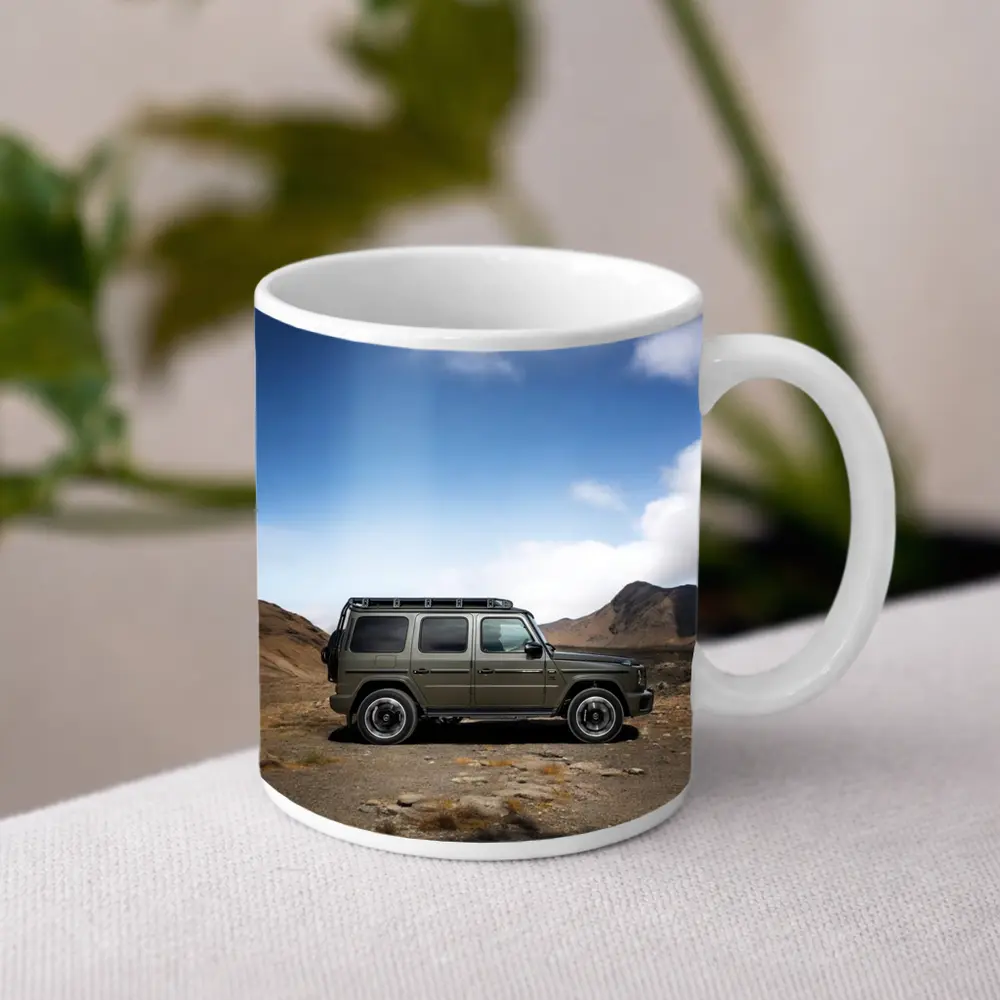 Mercedes G Class Green Desert Mountain Scene – Mugs