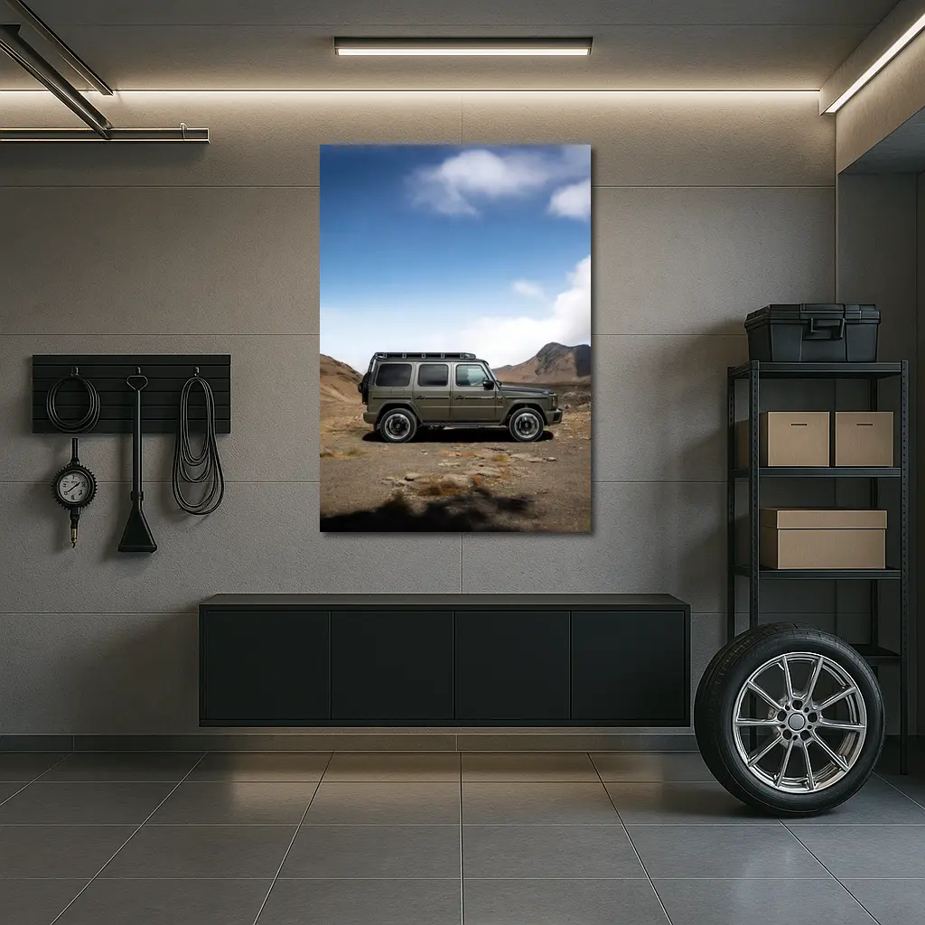 Mercedes G Class Green Desert Mountain Scene – Wall Art