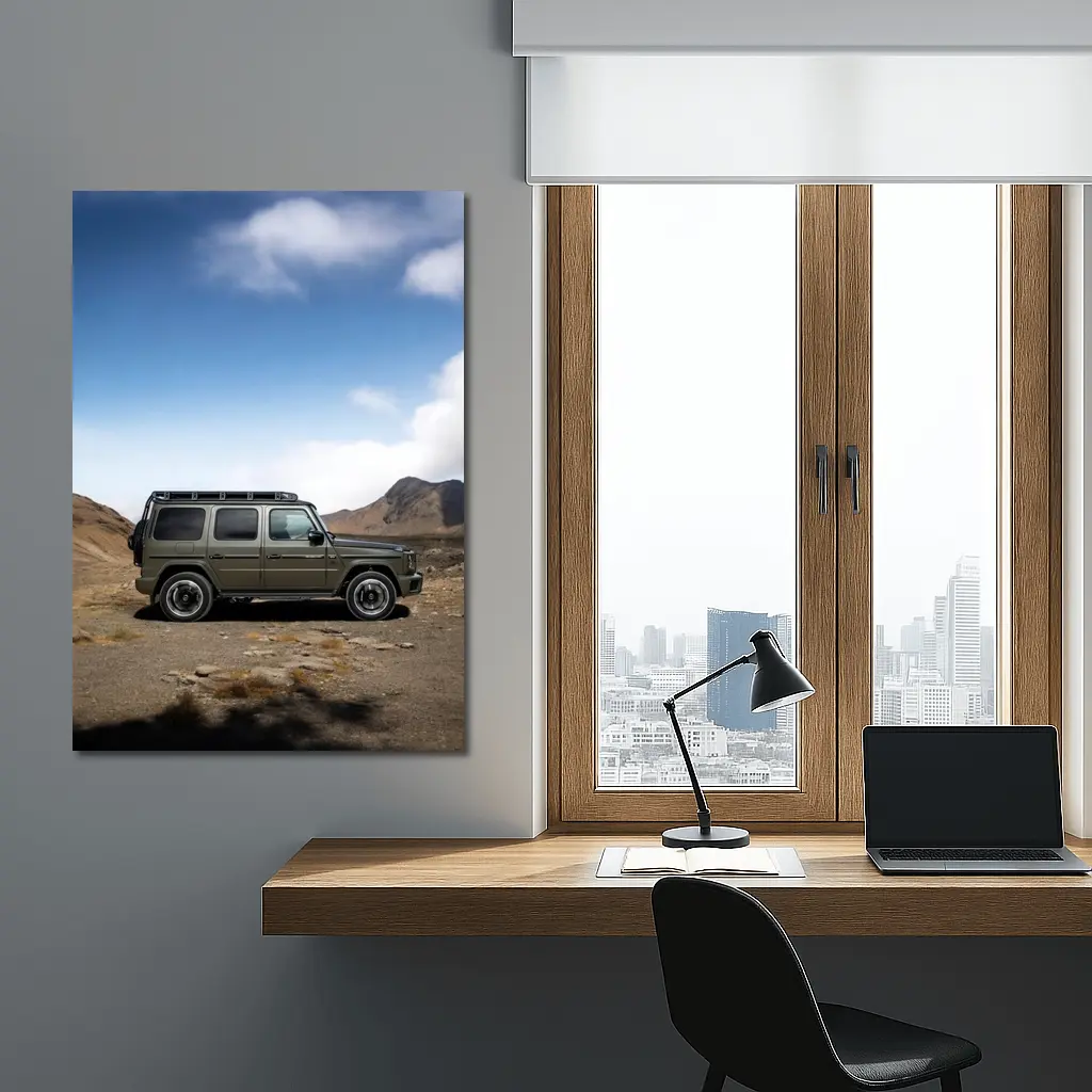 Mercedes G Class Green Desert Mountain Scene – Wall Art