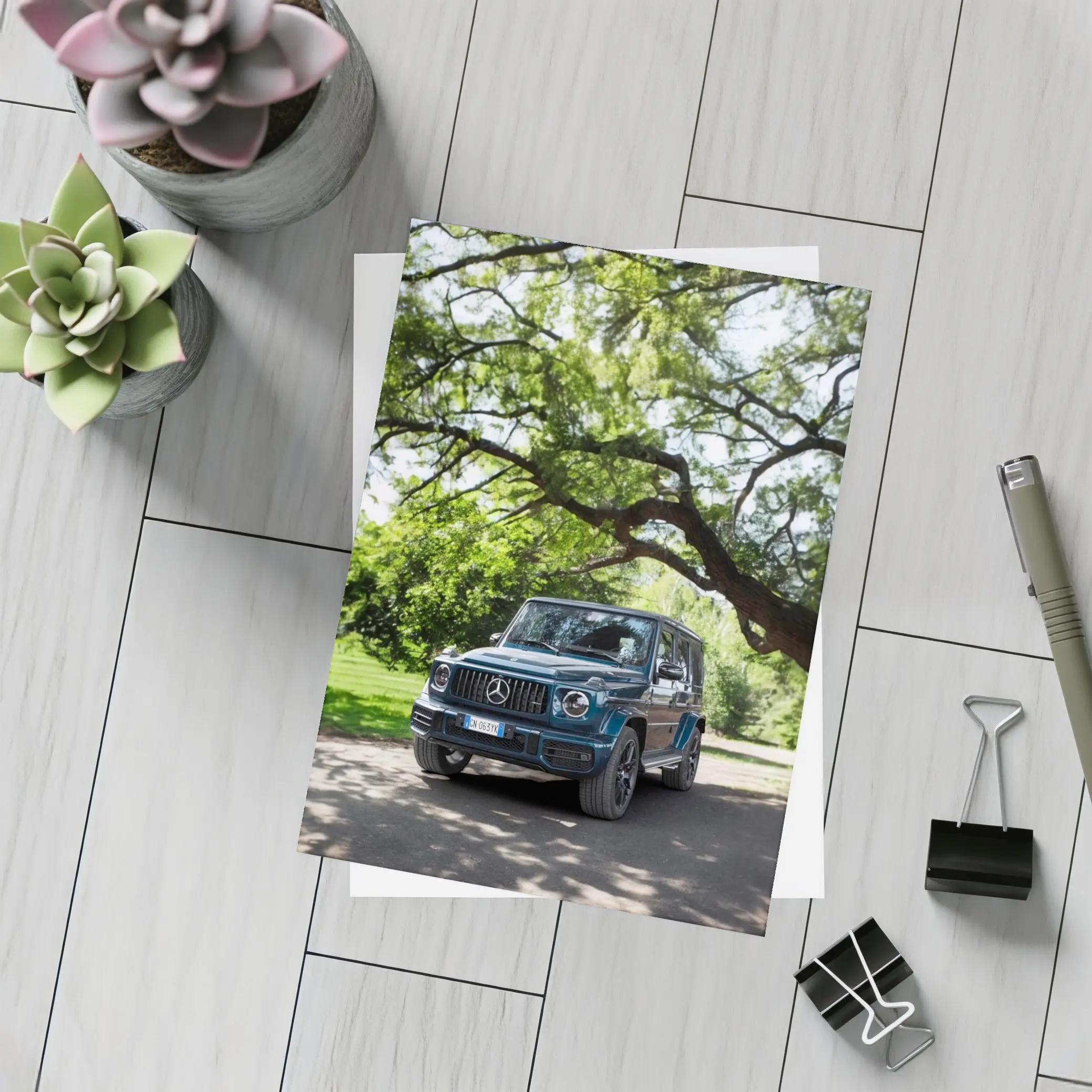 Mercedes AMG G Class Under Green Trees – Postcards