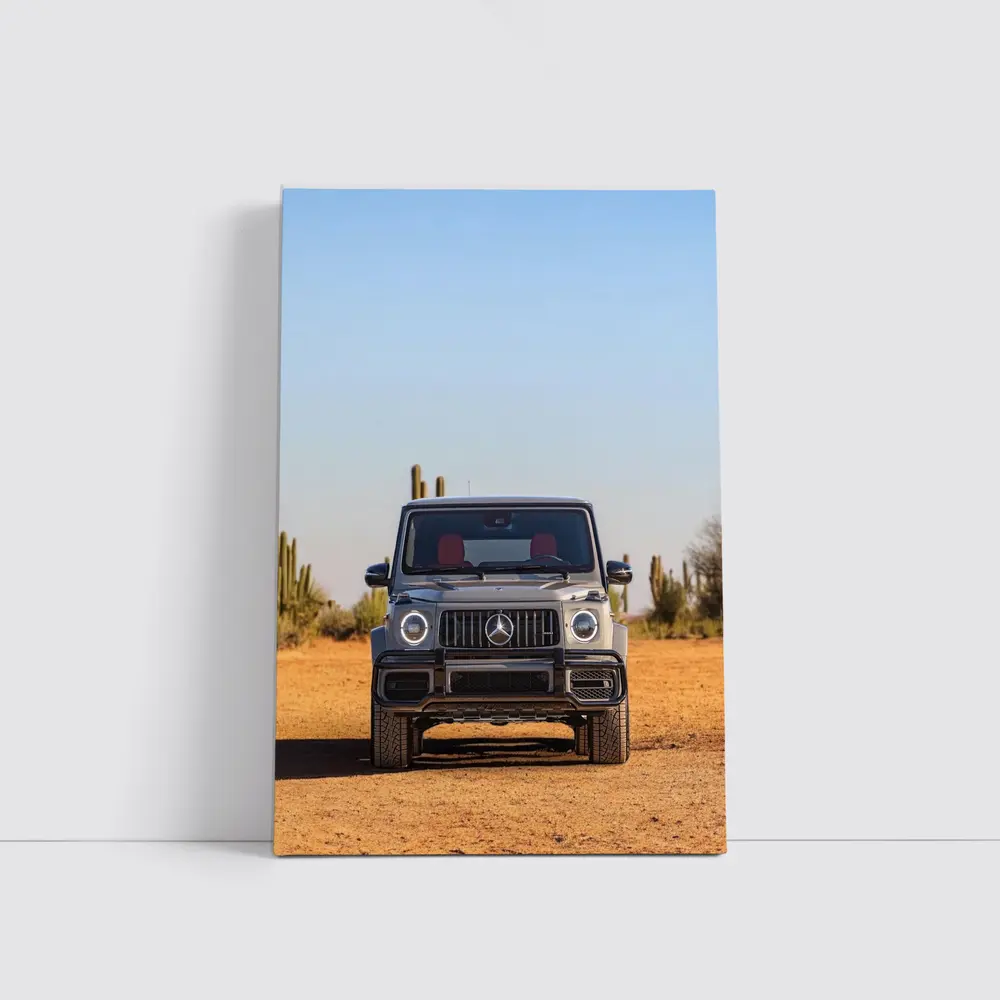 Mercedes AMG G63 Silver Desert Front View – Wall Art