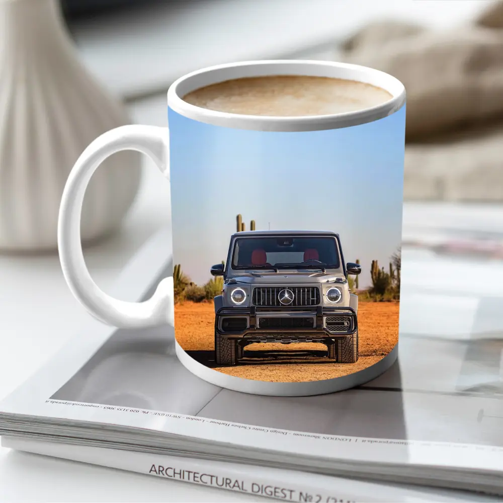 Mercedes AMG G63 Silver Desert Front View – Mugs