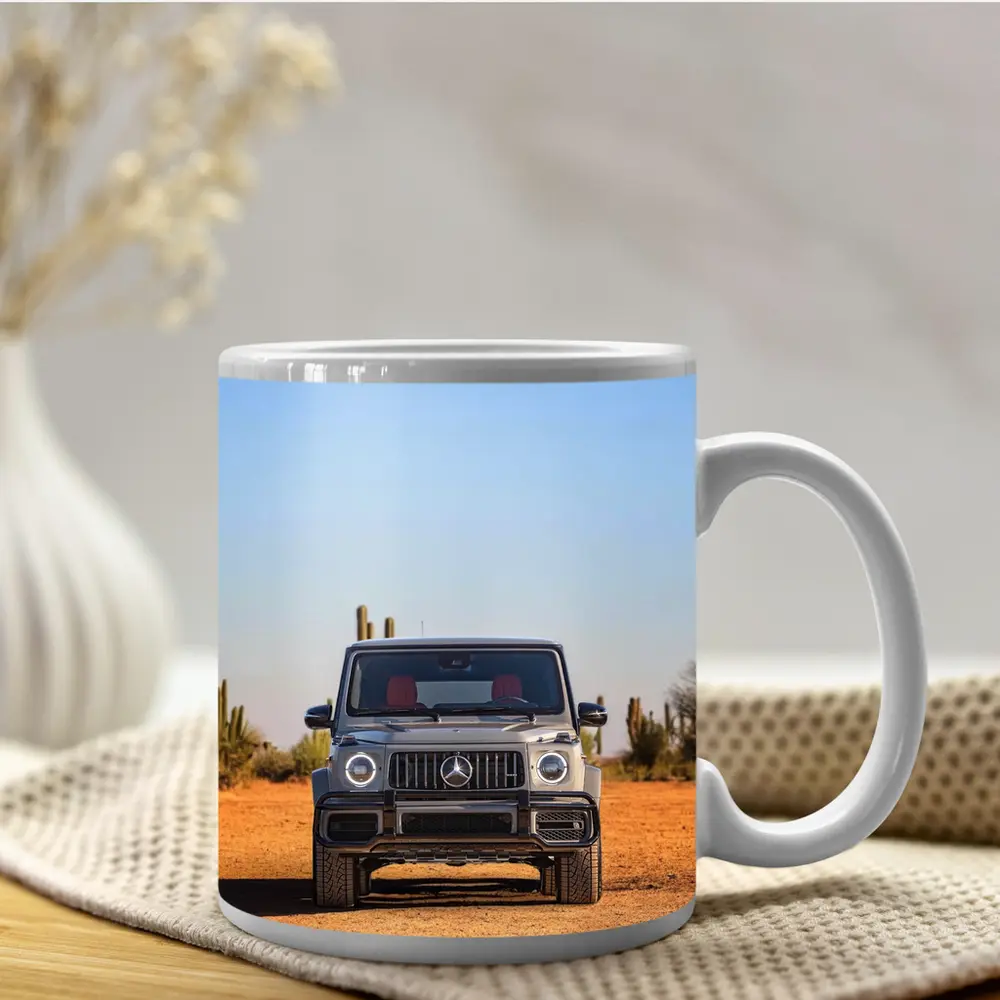 Mercedes AMG G63 Silver Desert Front View – Mugs