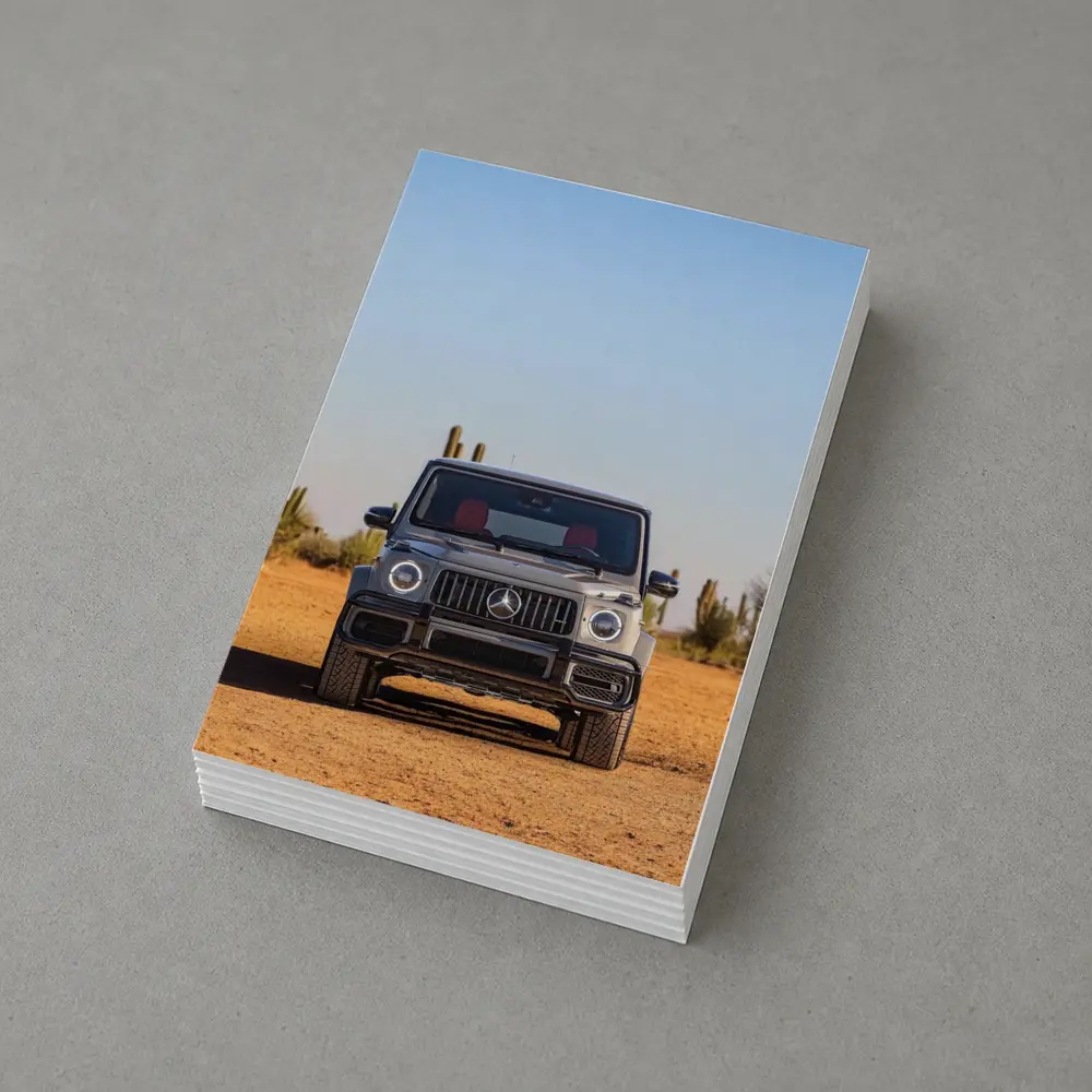 Mercedes AMG G63 Silver Desert Front View – Postcards