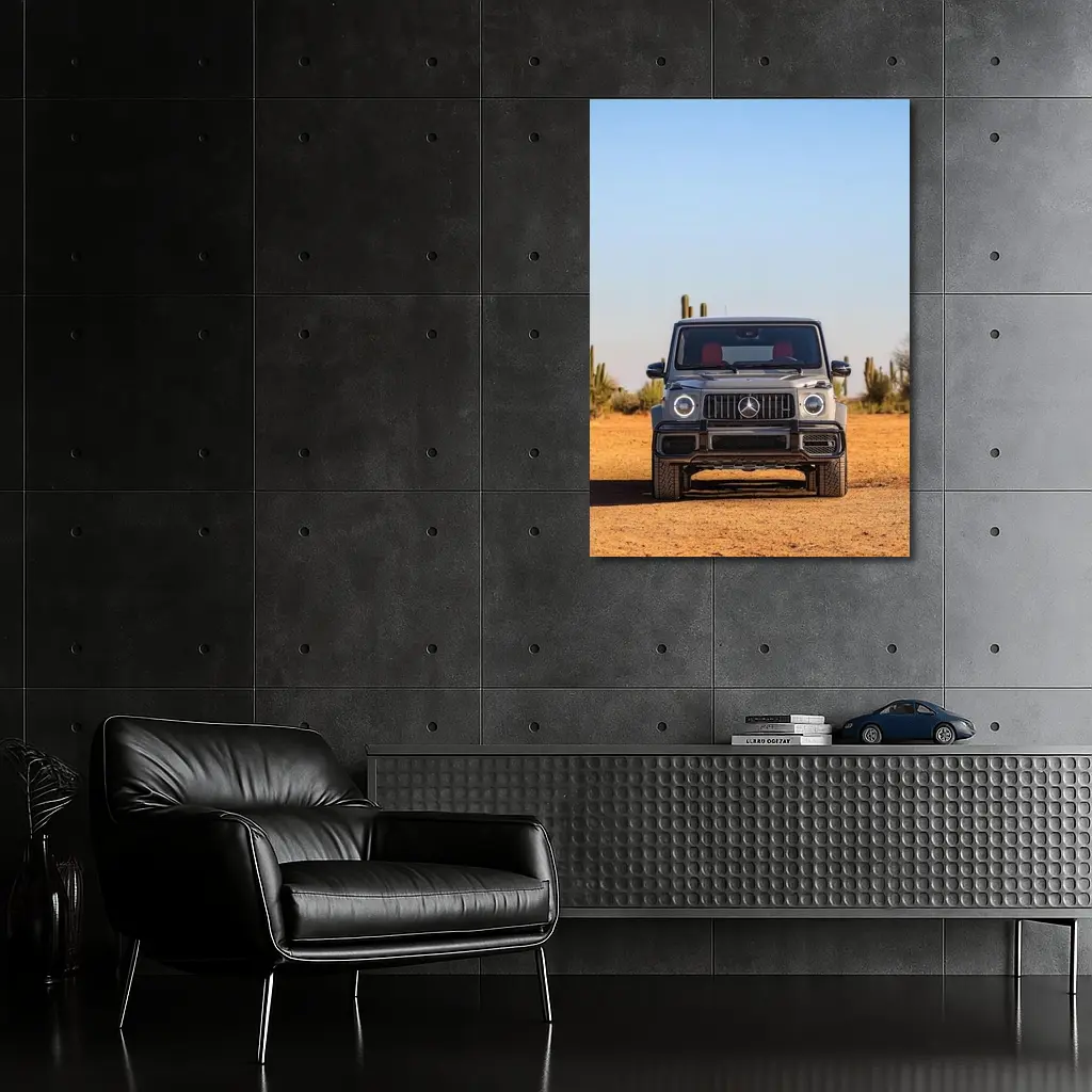 Mercedes AMG G63 Silver Desert Front View – Wall Art