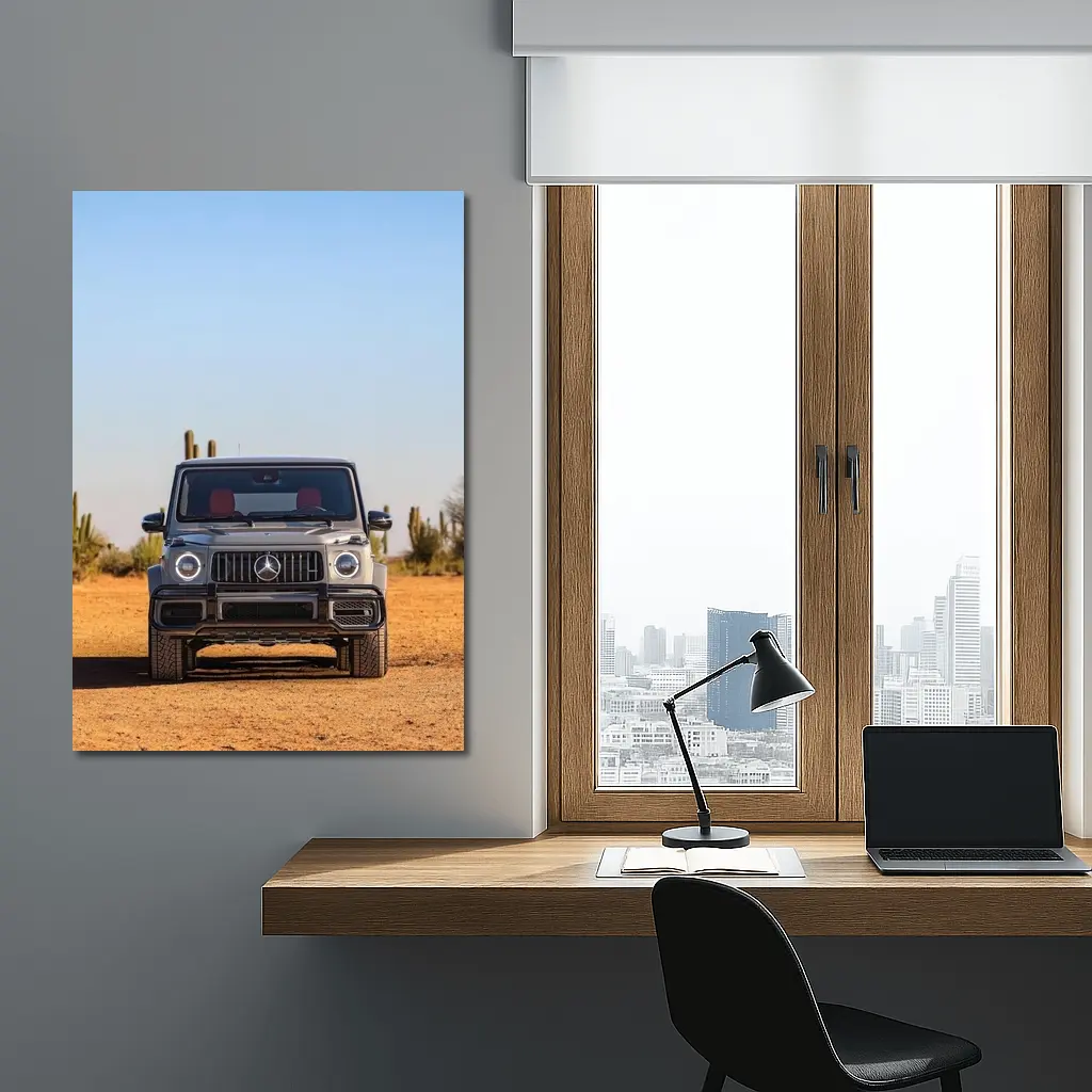 Mercedes AMG G63 Silver Desert Front View – Wall Art