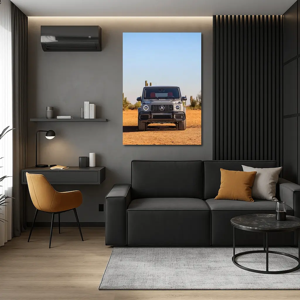Mercedes AMG G63 Silver Desert Front View – Wall Art
