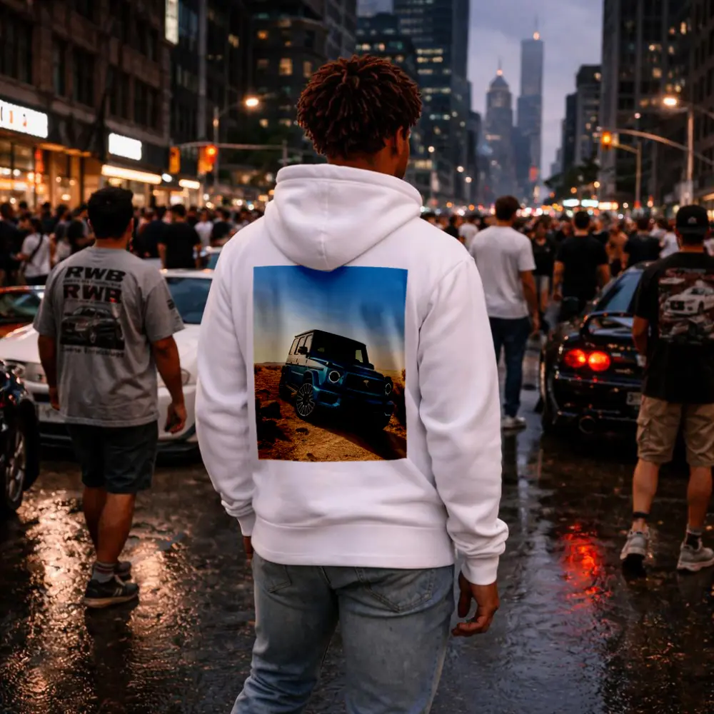 Mercedes AMG G Class Blue Desert Scene – Hoodies