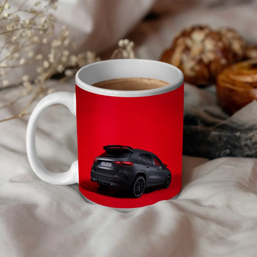 Mercedes AMG GLA 45 S Red Background – Mugs