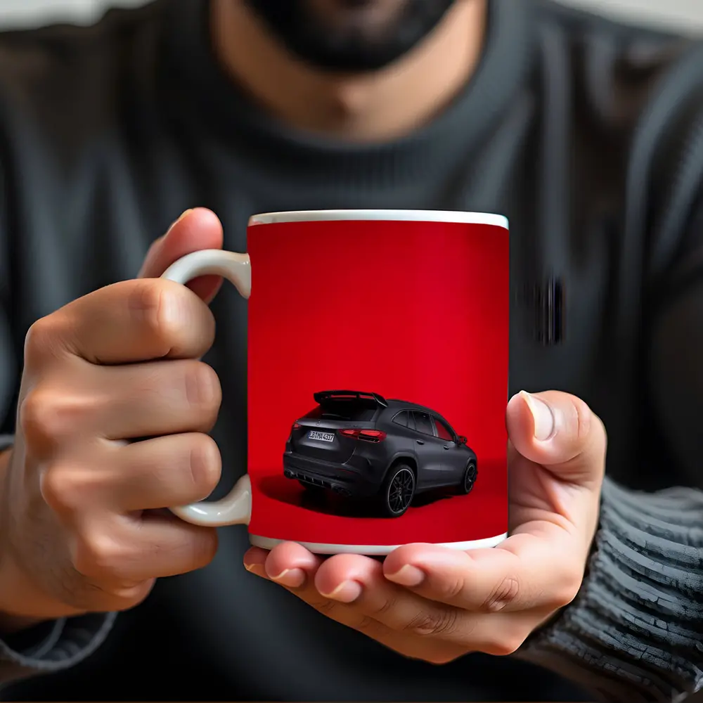 Mercedes AMG GLA 45 S Red Background – Mugs