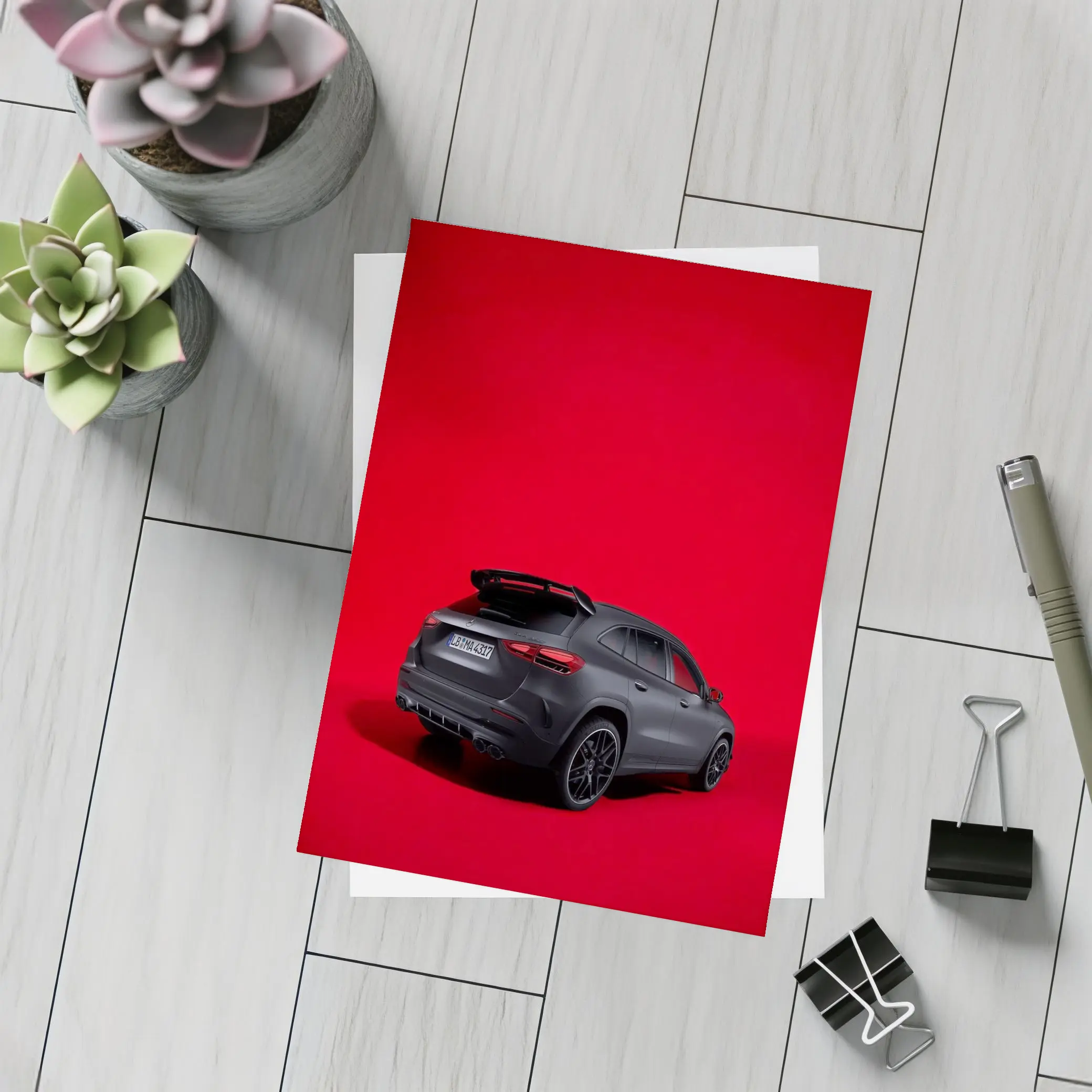 Mercedes AMG GLA 45 S Red Background – Postcards