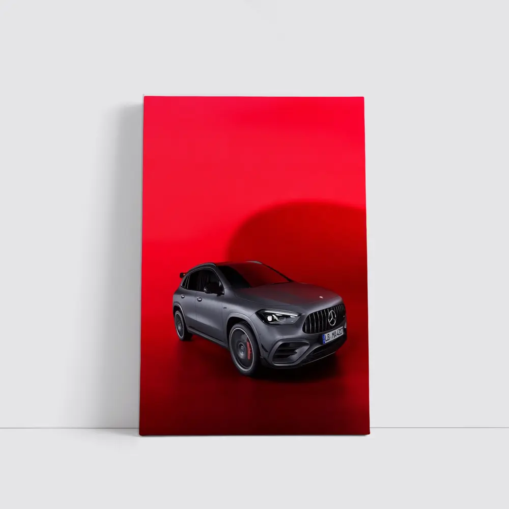 Mercedes AMG GLA Matte Gray Red Background – Wall Art