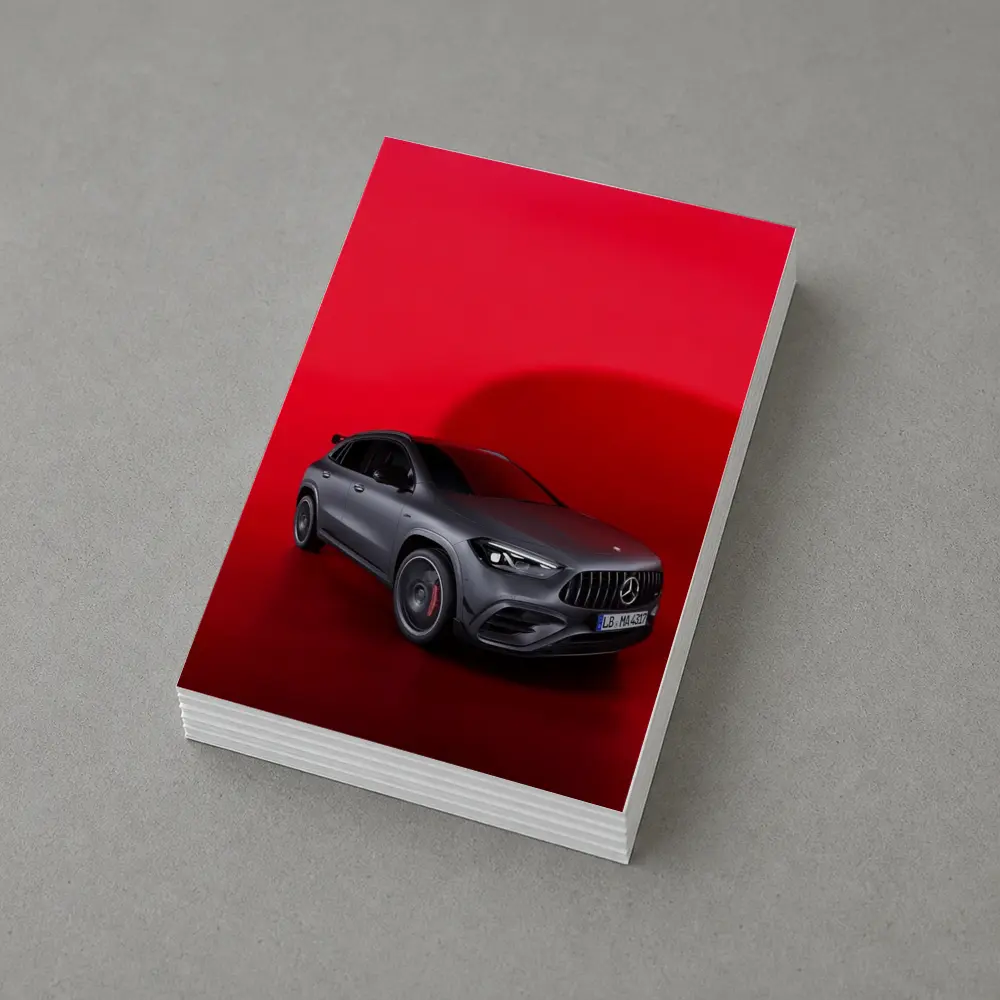 Mercedes AMG GLA Matte Gray Red Background – Postcards
