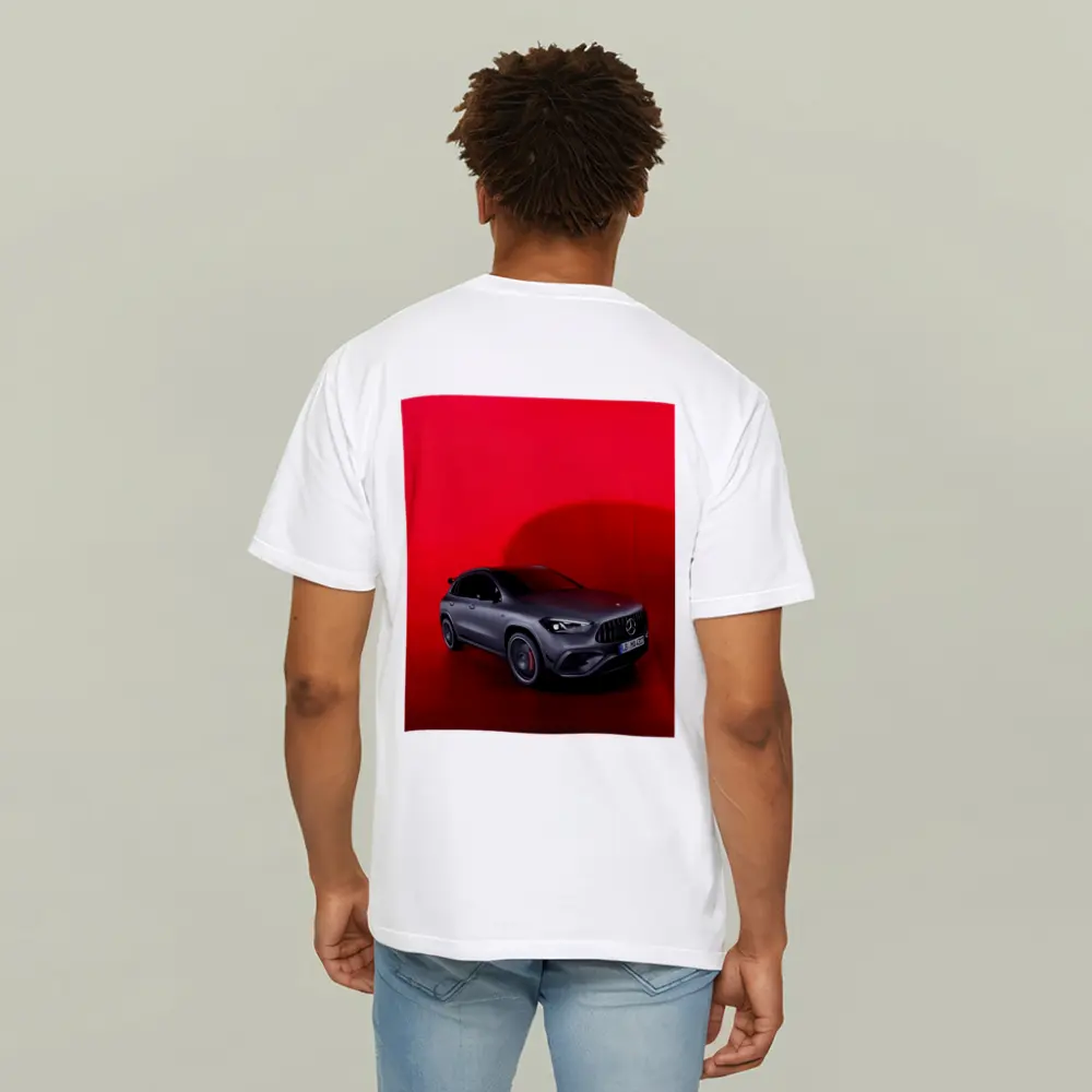 Mercedes AMG GLA Matte Gray Red Background – T-Shirts