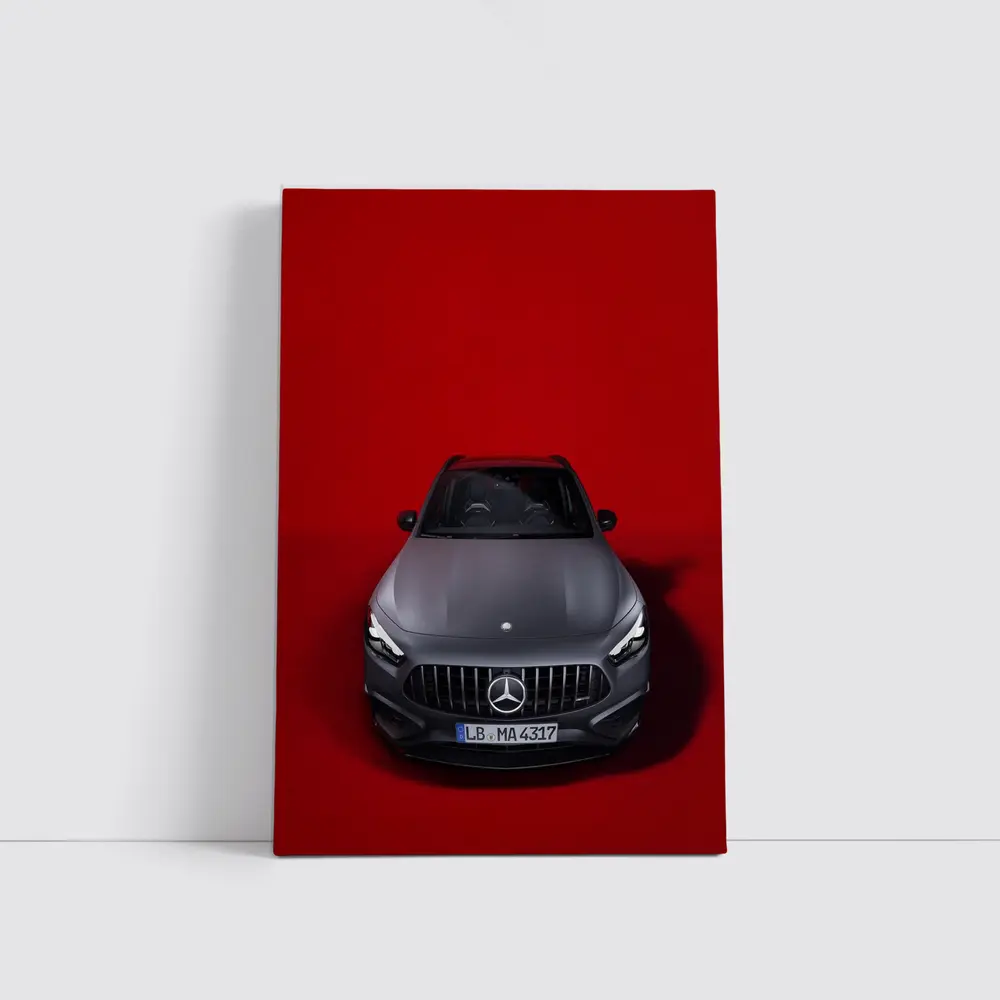 Mercedes AMG GLA Front View Red Background – Wall Art