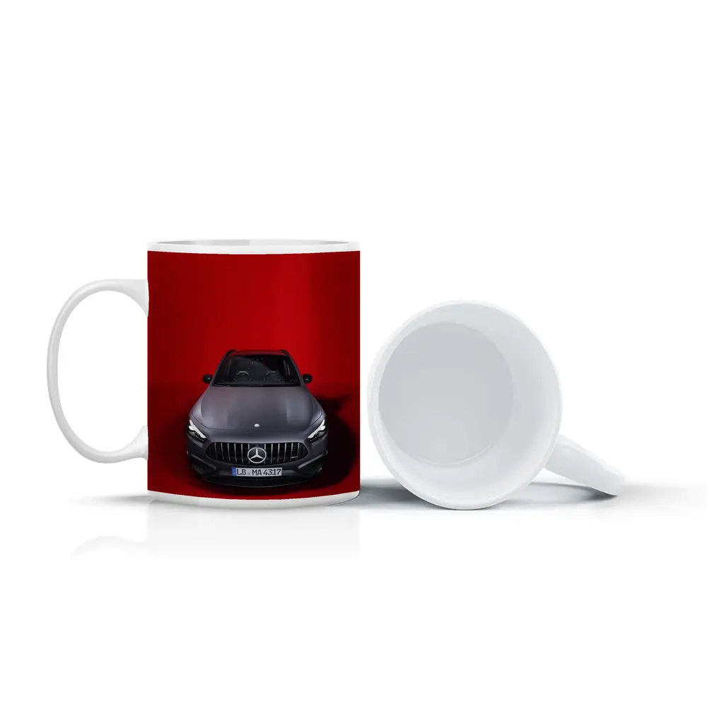 Mercedes AMG GLA Front View Red Background – Mugs