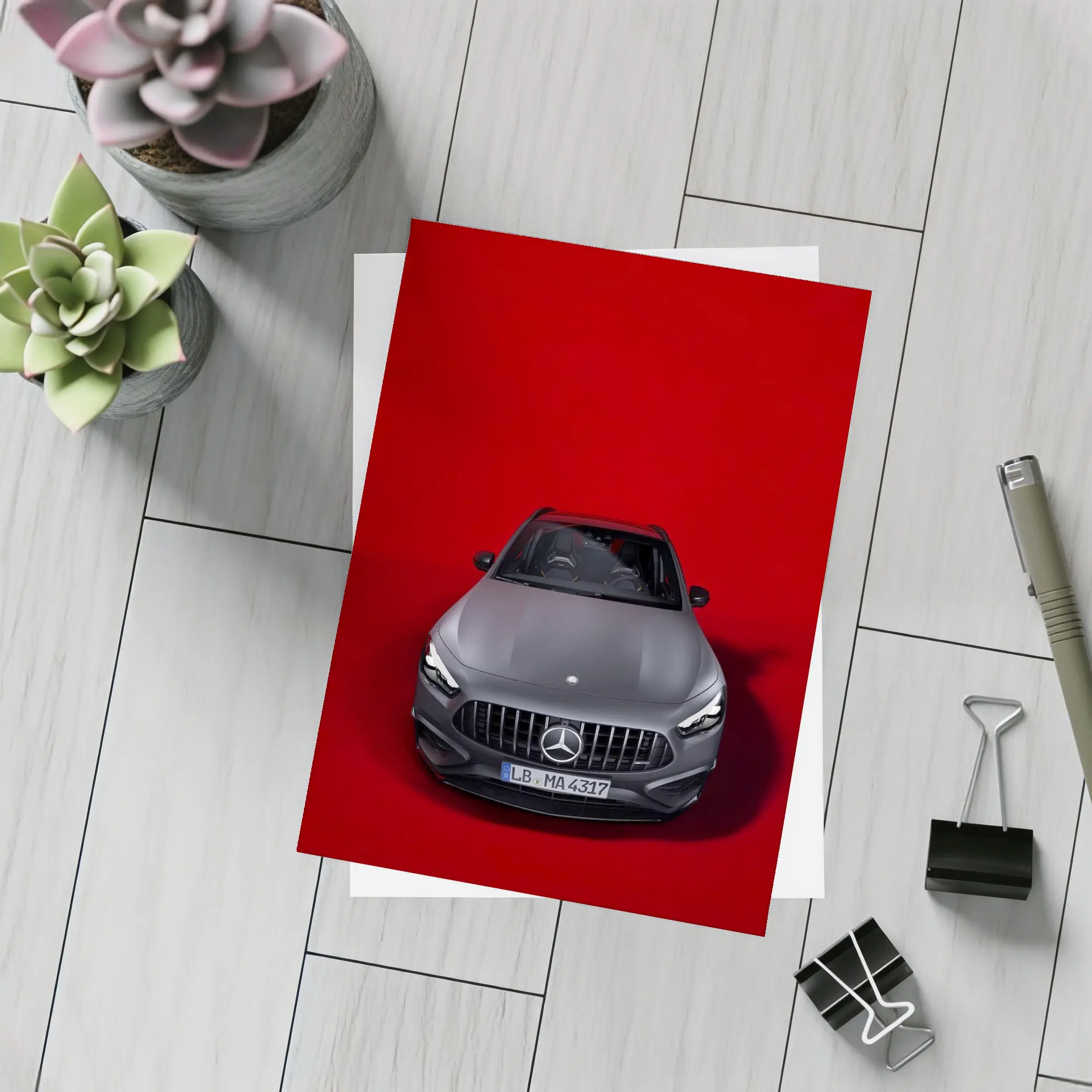 Mercedes AMG GLA Front View Red Background – Postcards