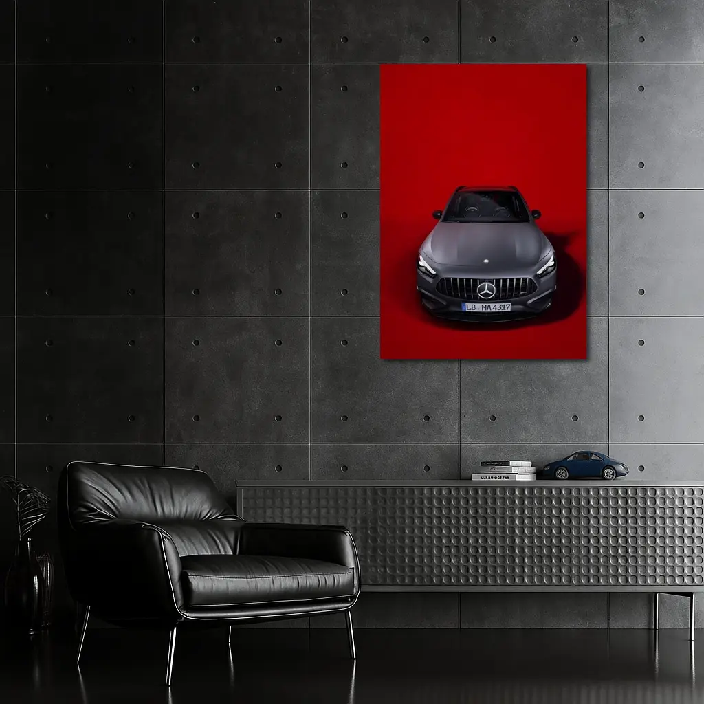 Mercedes AMG GLA Front View Red Background – Wall Art