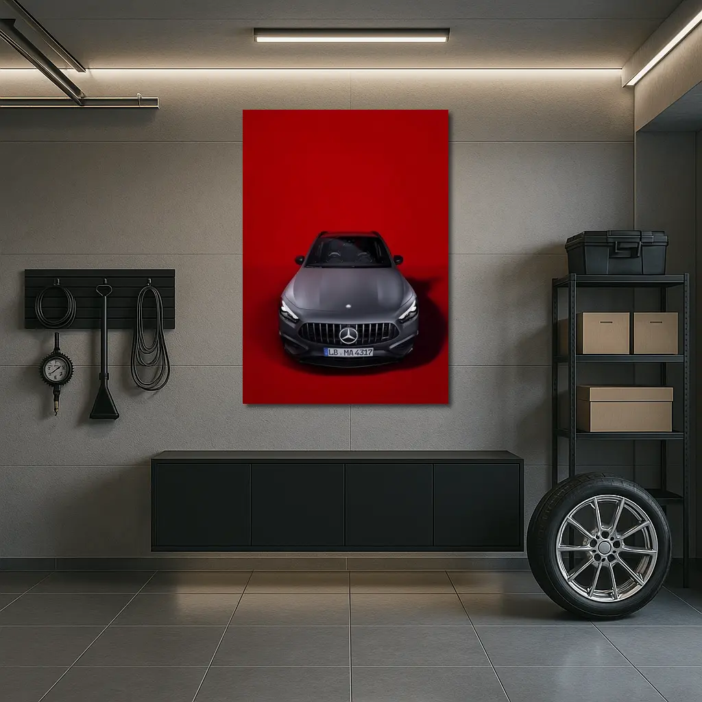 Mercedes AMG GLA Front View Red Background – Wall Art