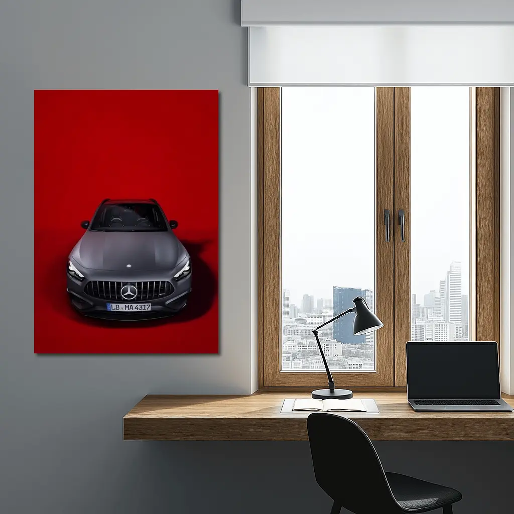 Mercedes AMG GLA Front View Red Background – Wall Art