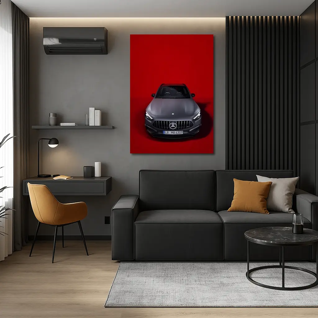 Mercedes AMG GLA Front View Red Background – Wall Art