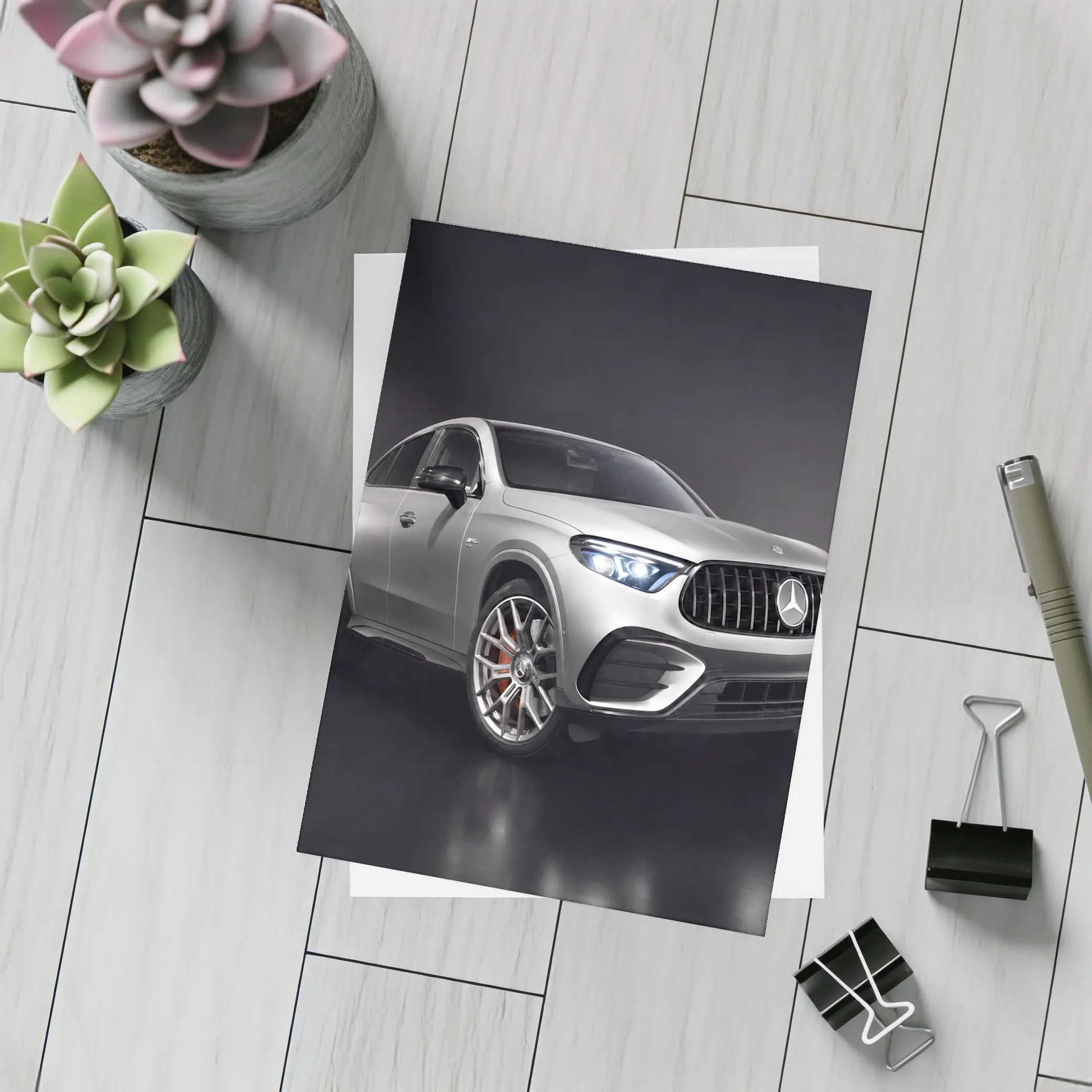 Mercedes AMG GLE Class Silver Studio Shot – Postcards