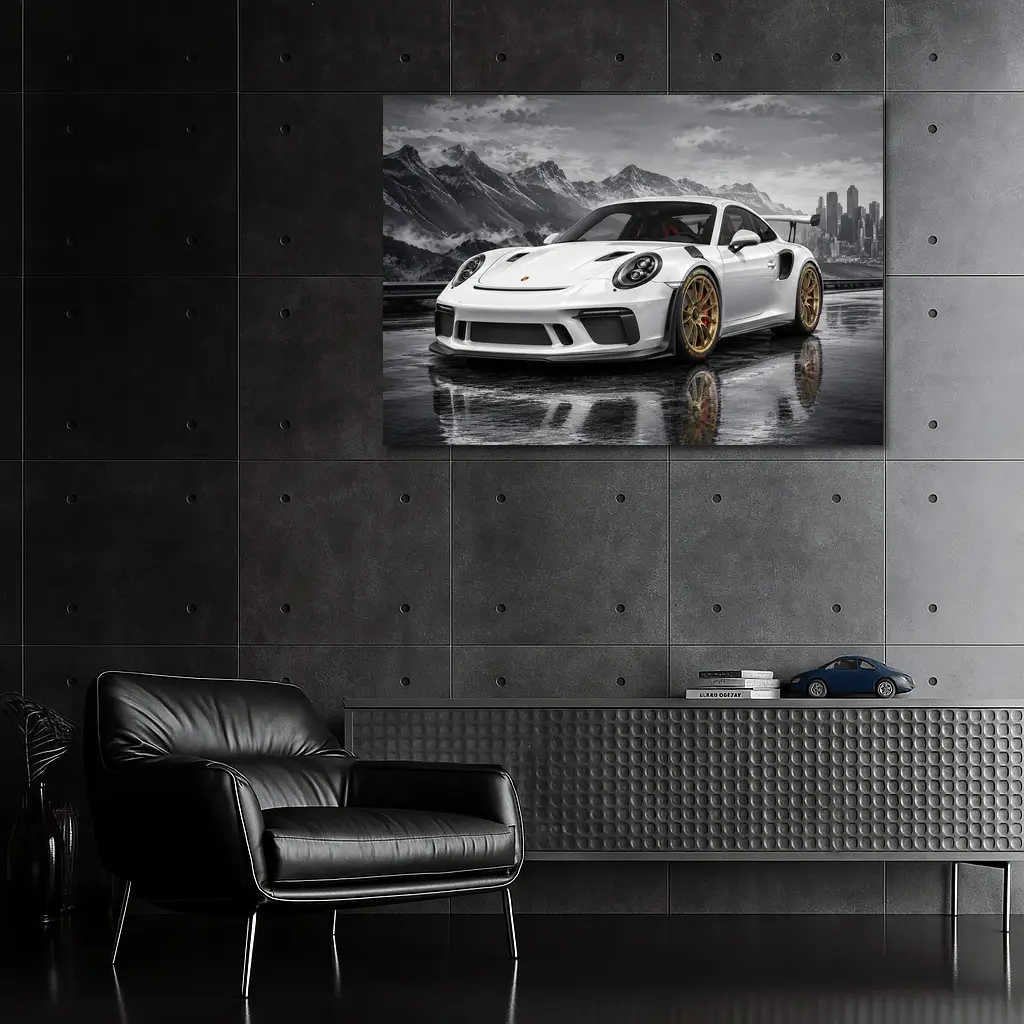 Porsche 911 GT3 RS White Mountain City – Wall Art