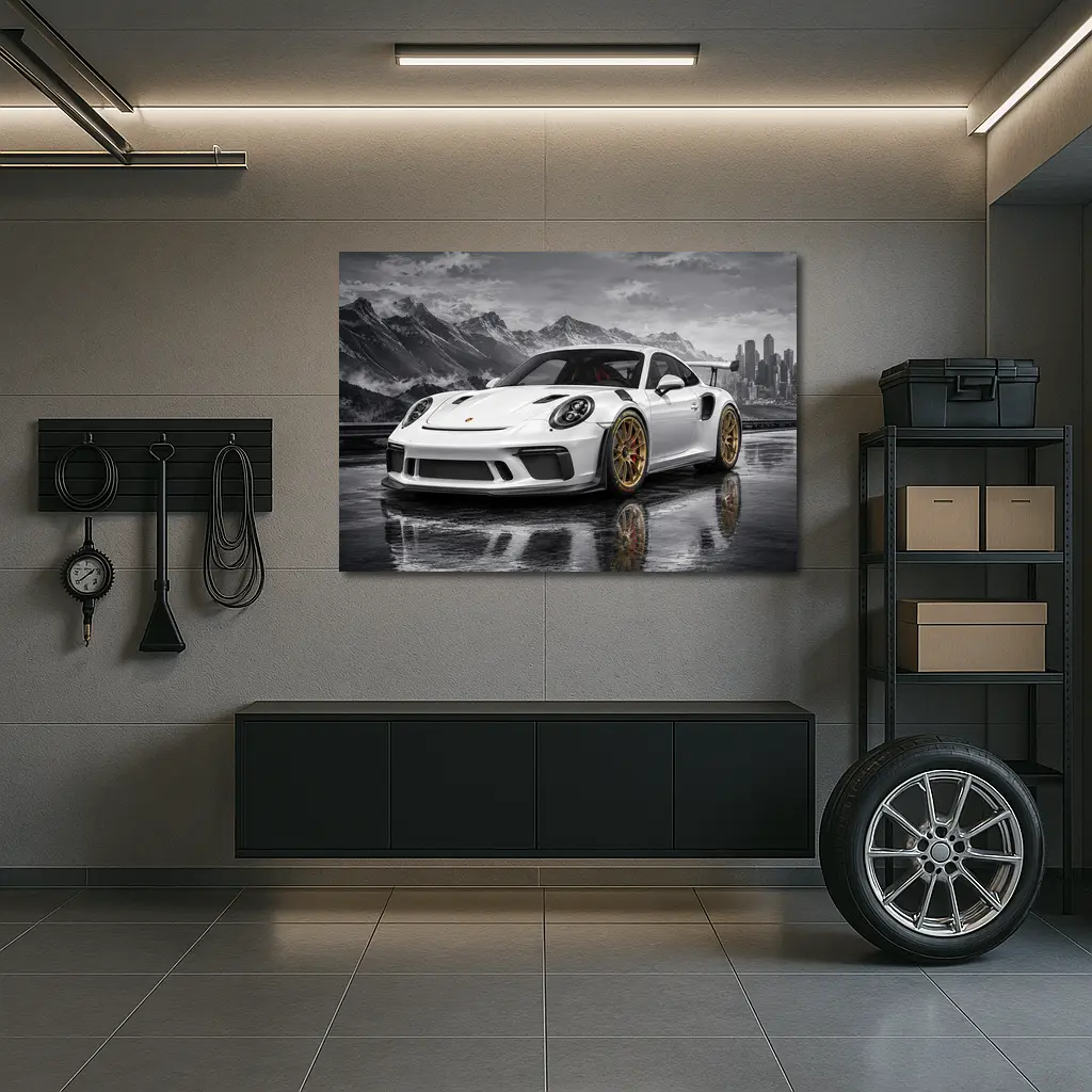 Porsche 911 GT3 RS White Mountain City – Wall Art