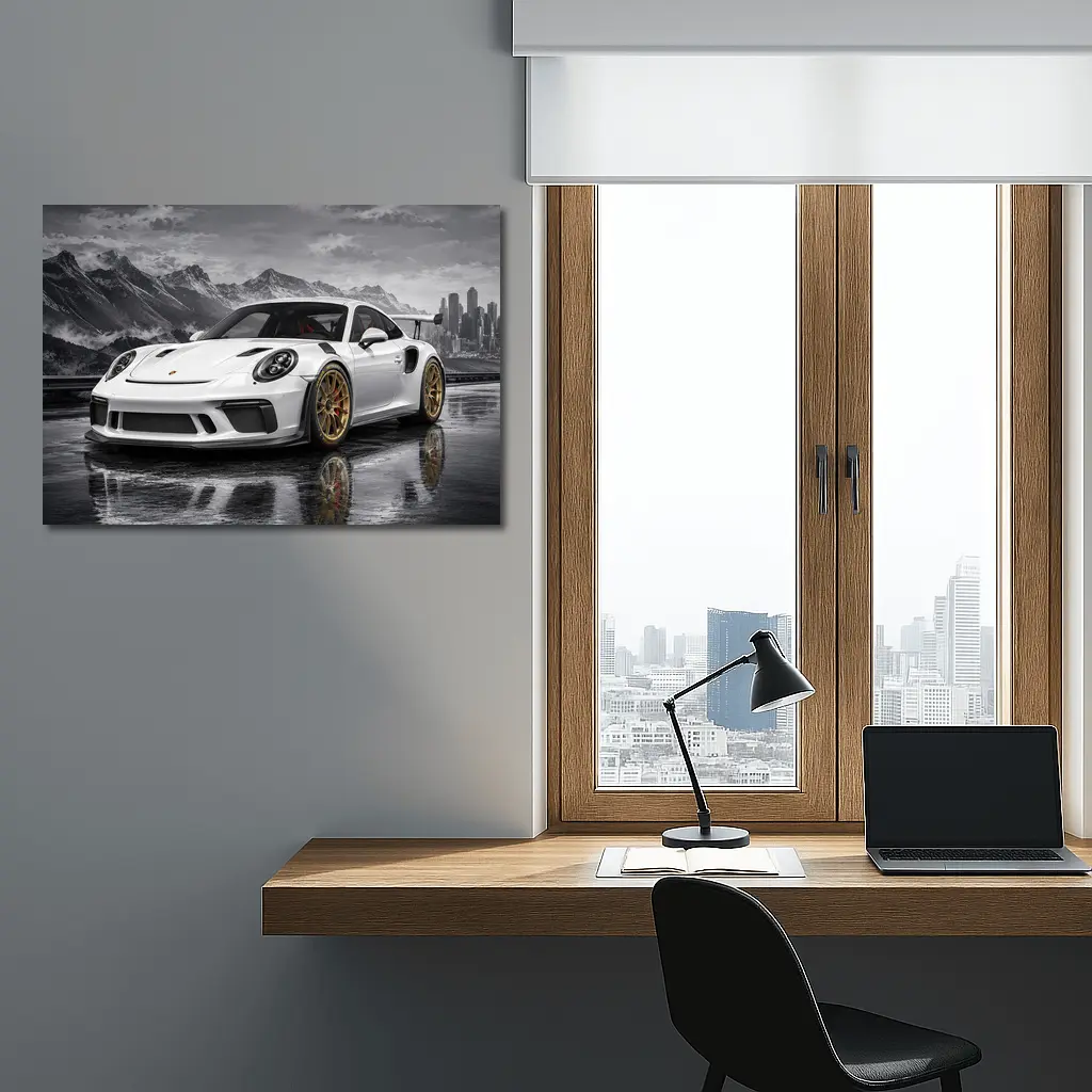 Porsche 911 GT3 RS White Mountain City – Wall Art