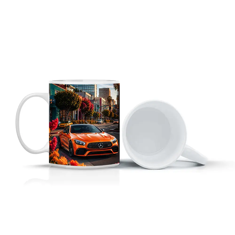 Mercedes AMG GT Orange City Street Scene – Mugs