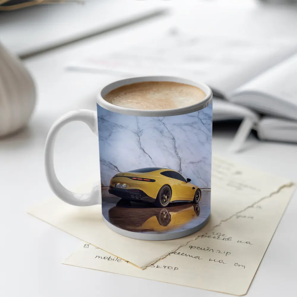 Mercedes AMG GT Yellow Marble Background – Mugs
