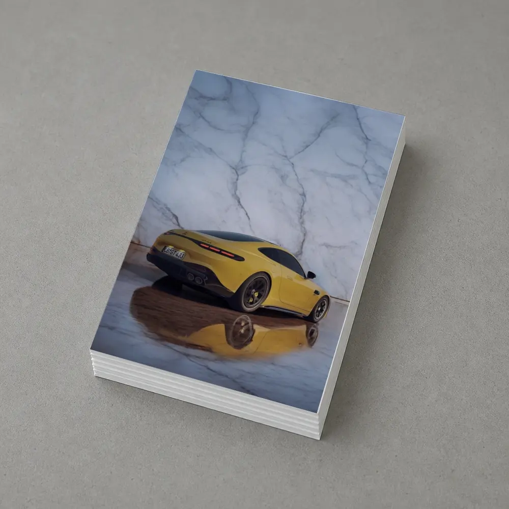 Mercedes AMG GT Yellow Marble Background – Postcards