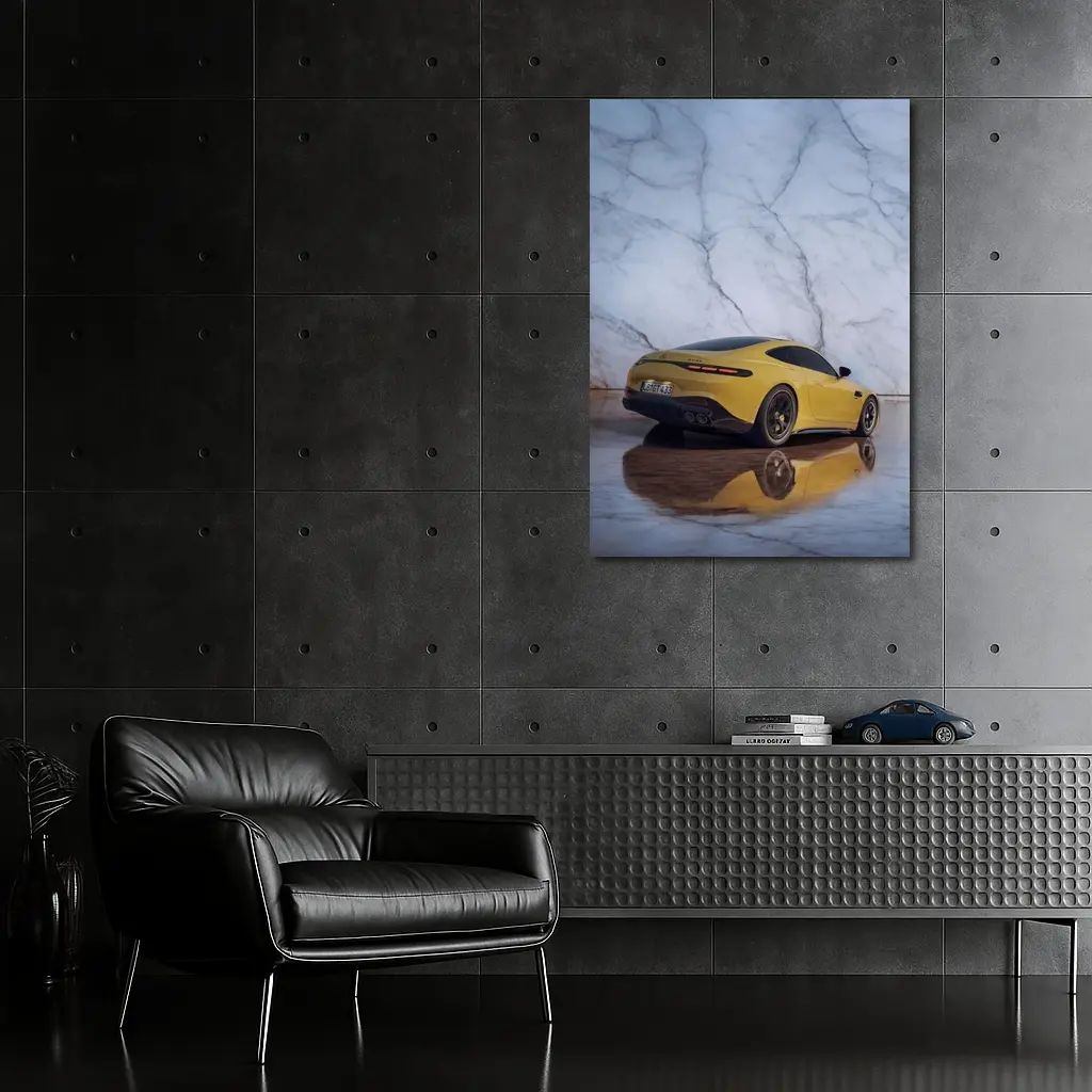 Mercedes AMG GT Yellow Marble Background – Wall Art