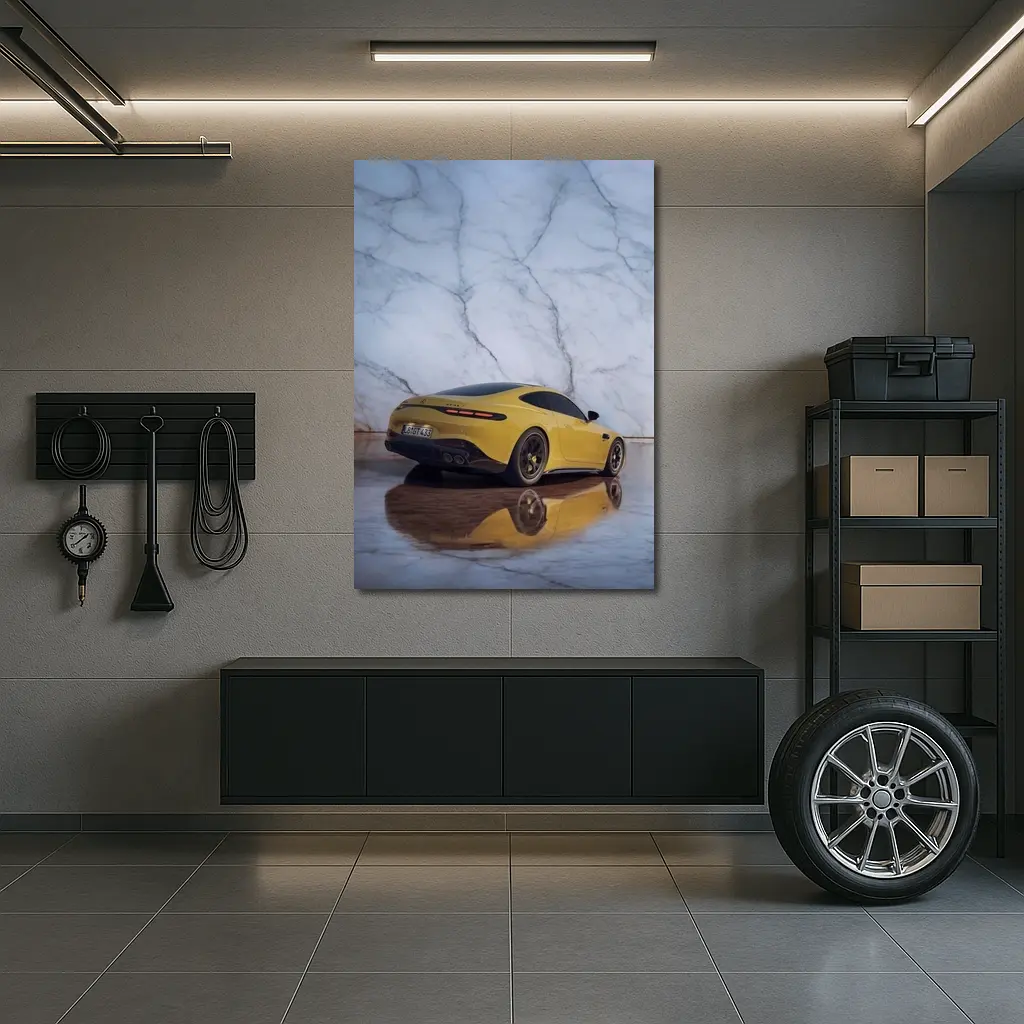 Mercedes AMG GT Yellow Marble Background – Wall Art