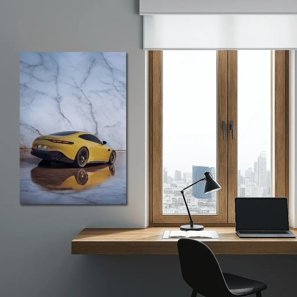 Mercedes AMG GT Yellow Marble Background – Wall Art